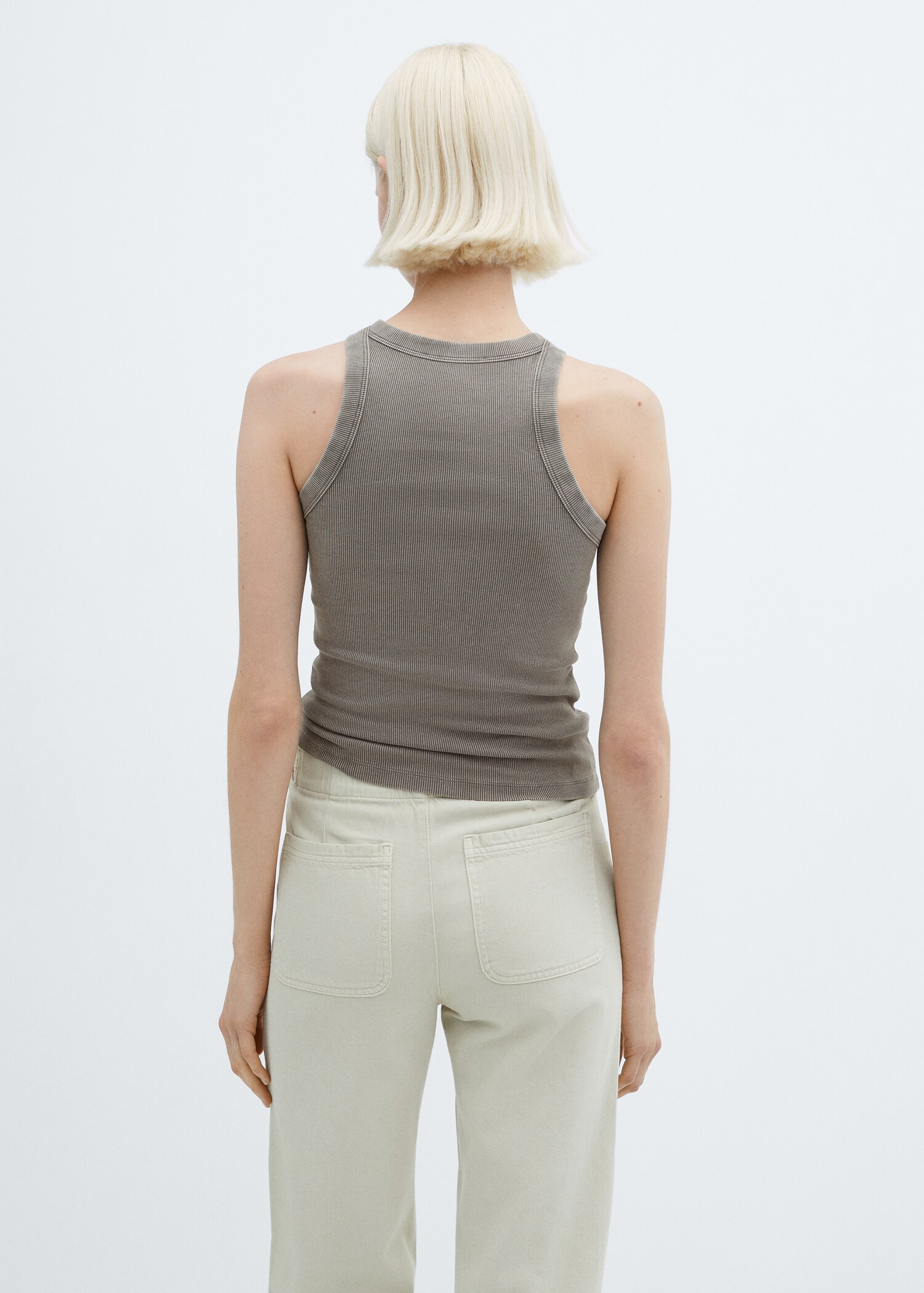 Washed ribbed cotton top - Reverse of the article