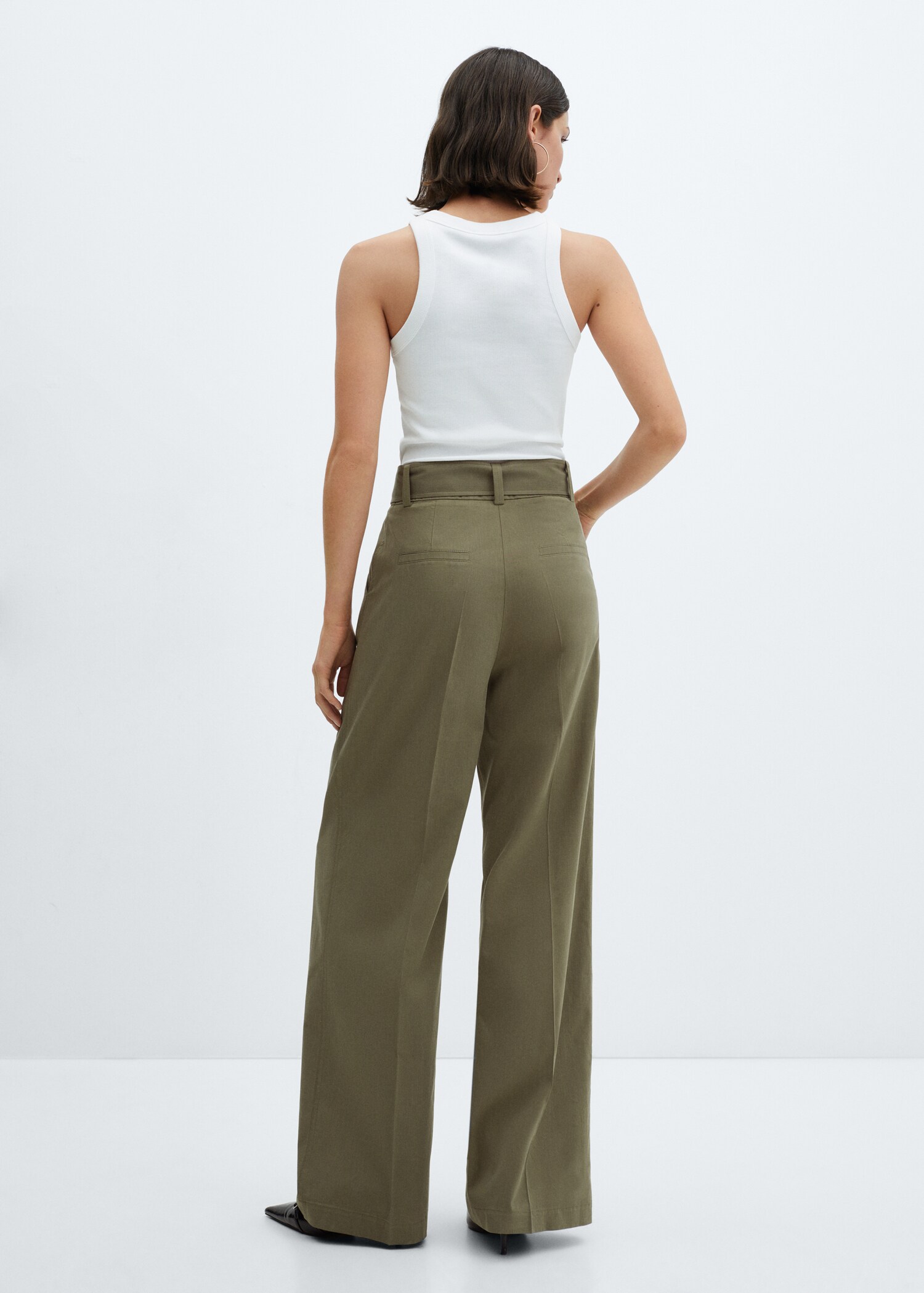 Wideleg trousers with belt - Reverse of the article