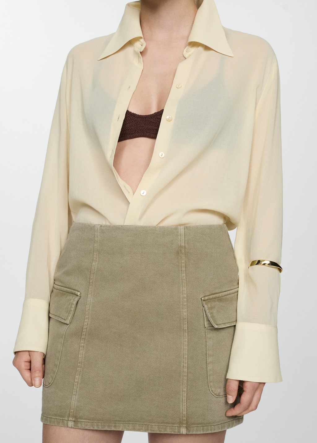 MATIN KIM ■ TWO WAY CARGO BELTED SKIRT TWO WAY CARGO BELTED SKIRT IN KHAKI - MATINKIM