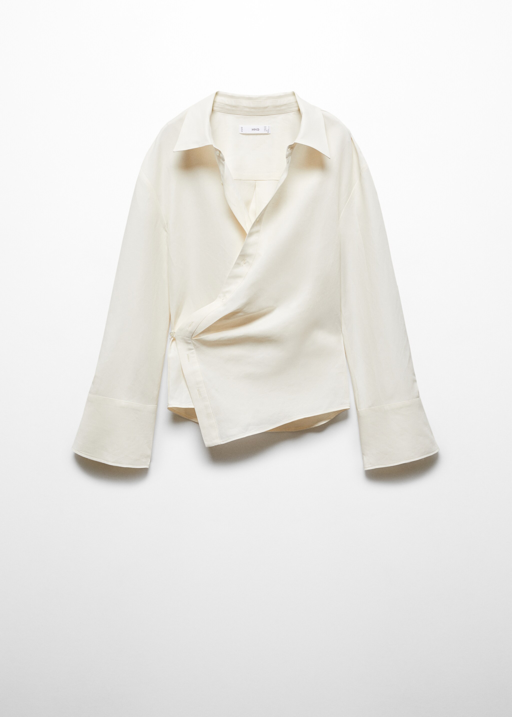 Wrap linen-blend shirt - Article without model, Ecru. Ref: 67035755-00.