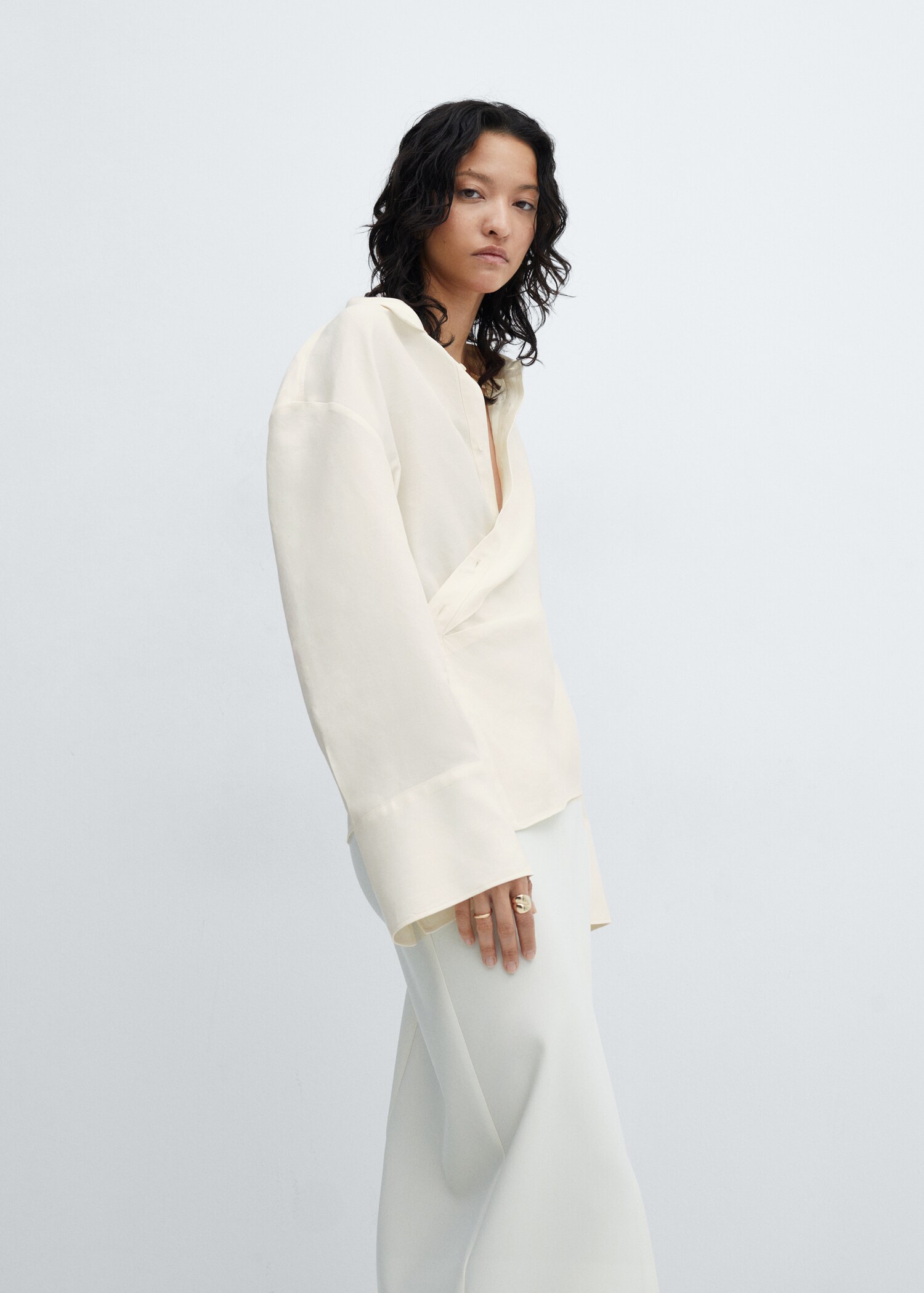 Wrap linen-blend shirt - Details of the article 1
