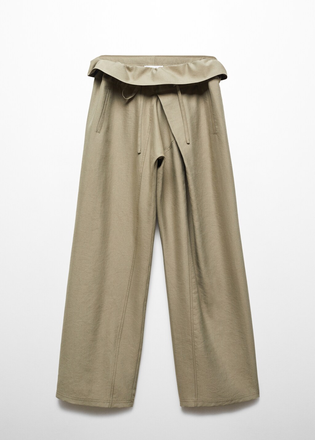Wideleg trousers with turn-up waist - Women | MANGO OUTLET USA Wideleg trousers with turn-up waist - Women | MANGO OUTLET USA