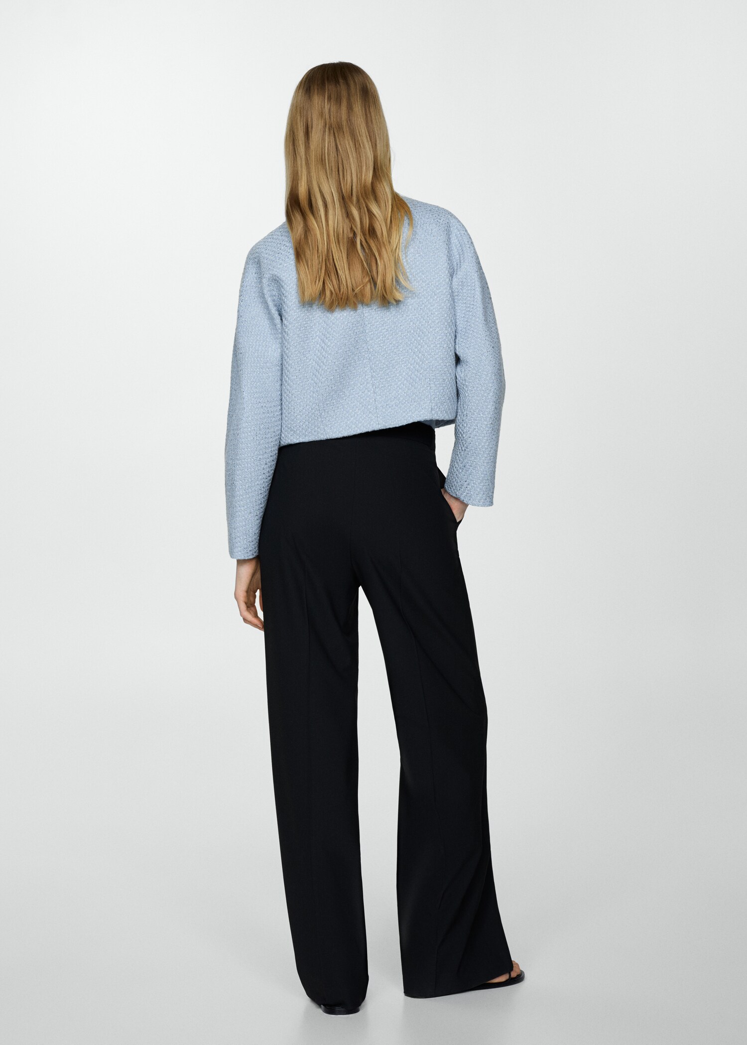 Chaqueta crop tweed bolsillos - Reverso del artículo