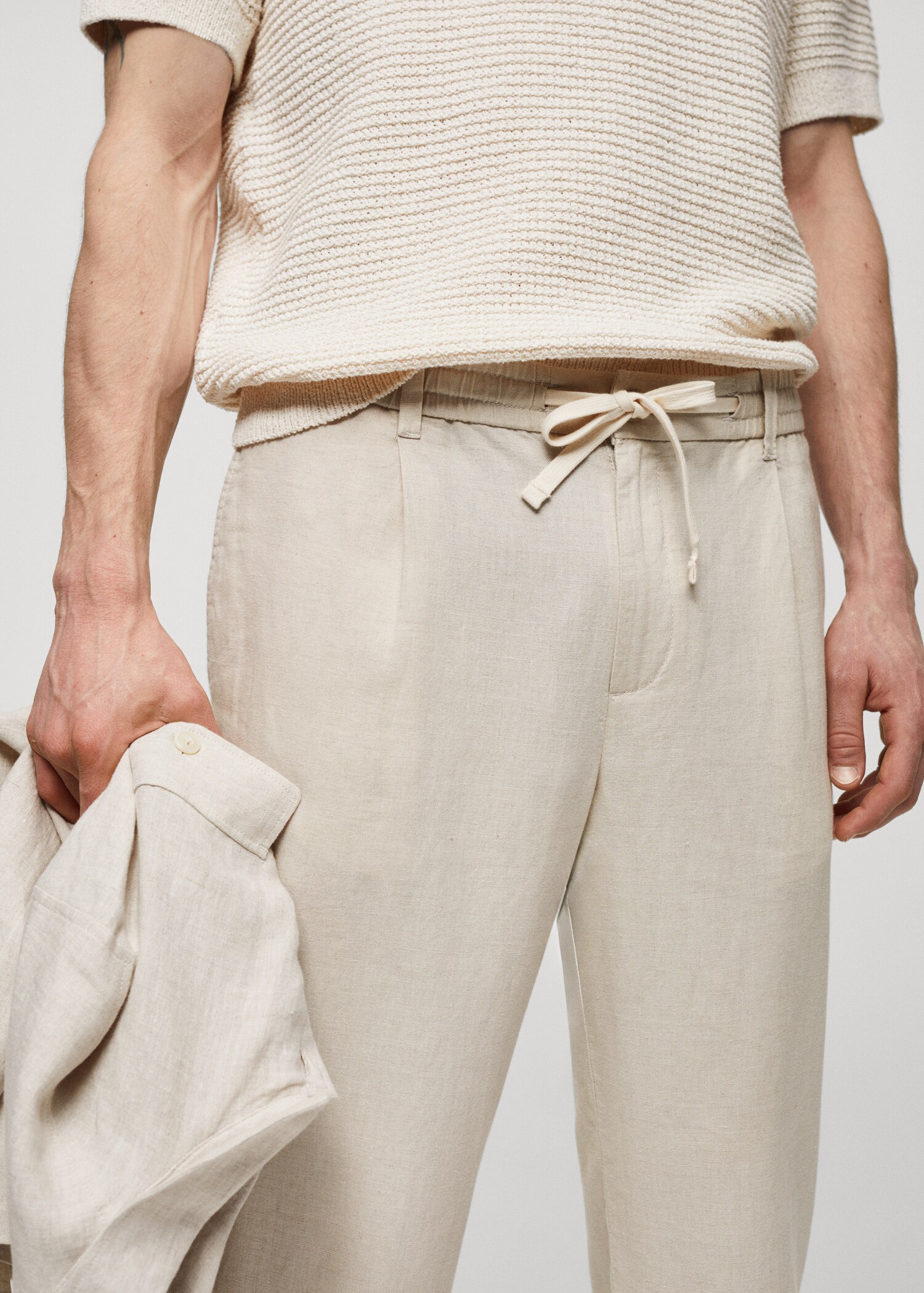 Slim Fit-Leinenhose mit Kordel - Detail des Artikels 1