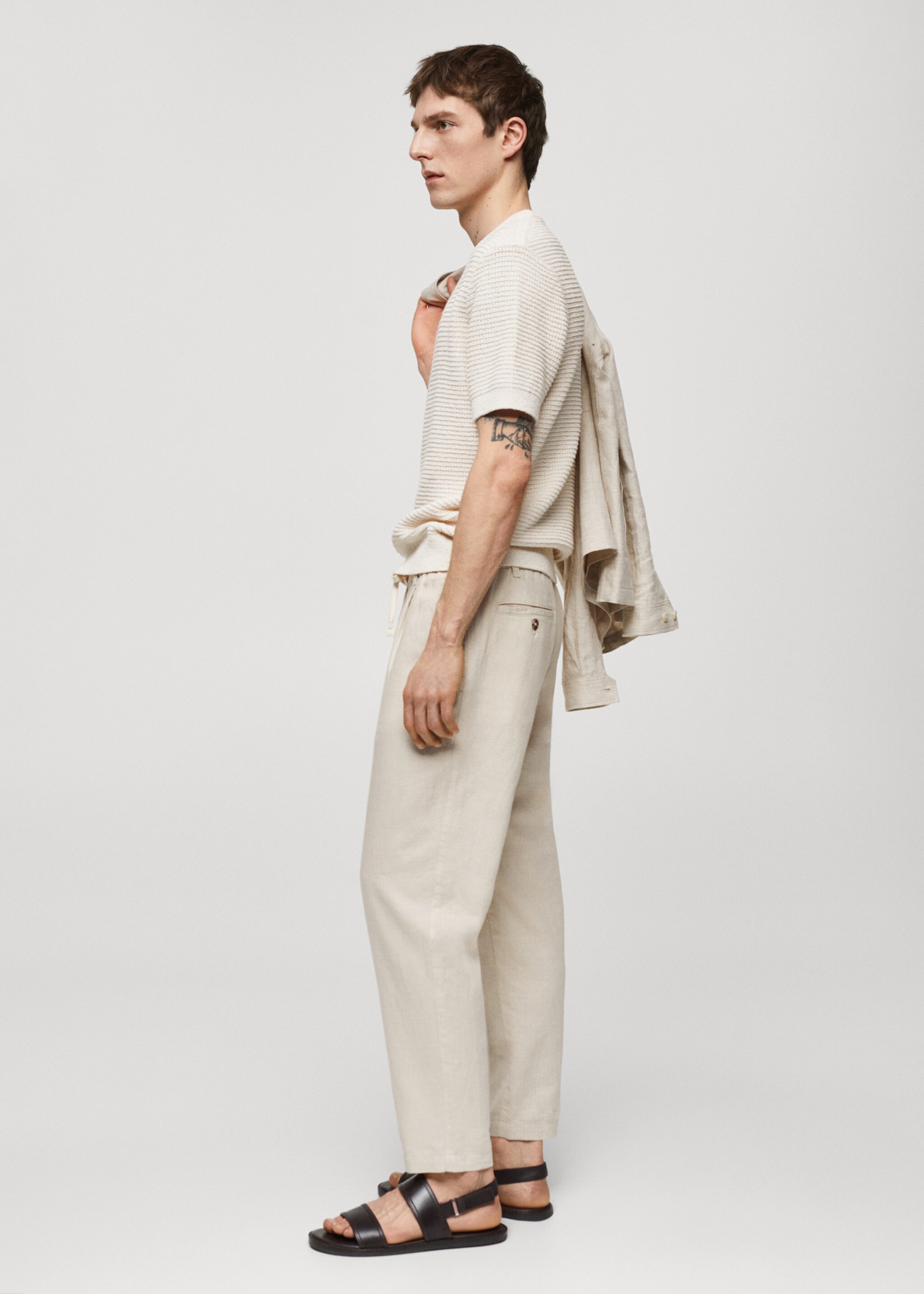 Slim Fit-Leinenhose mit Kordel - Detail des Artikels 2