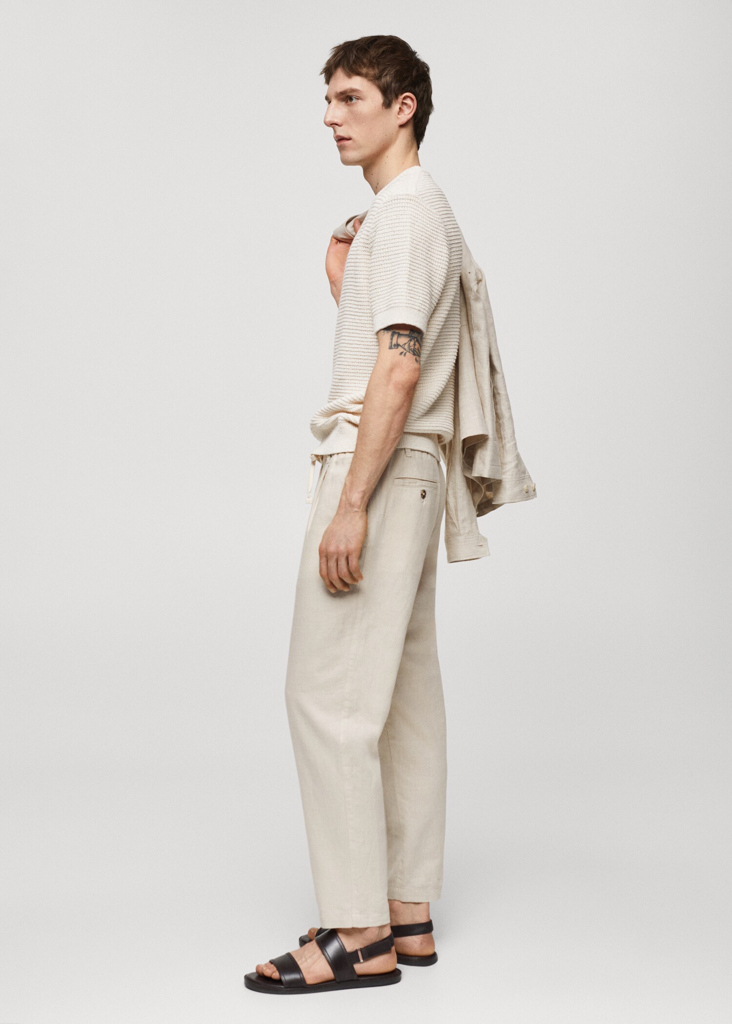 Slim Fit-Leinenhose mit Kordel - Detail des Artikels 2