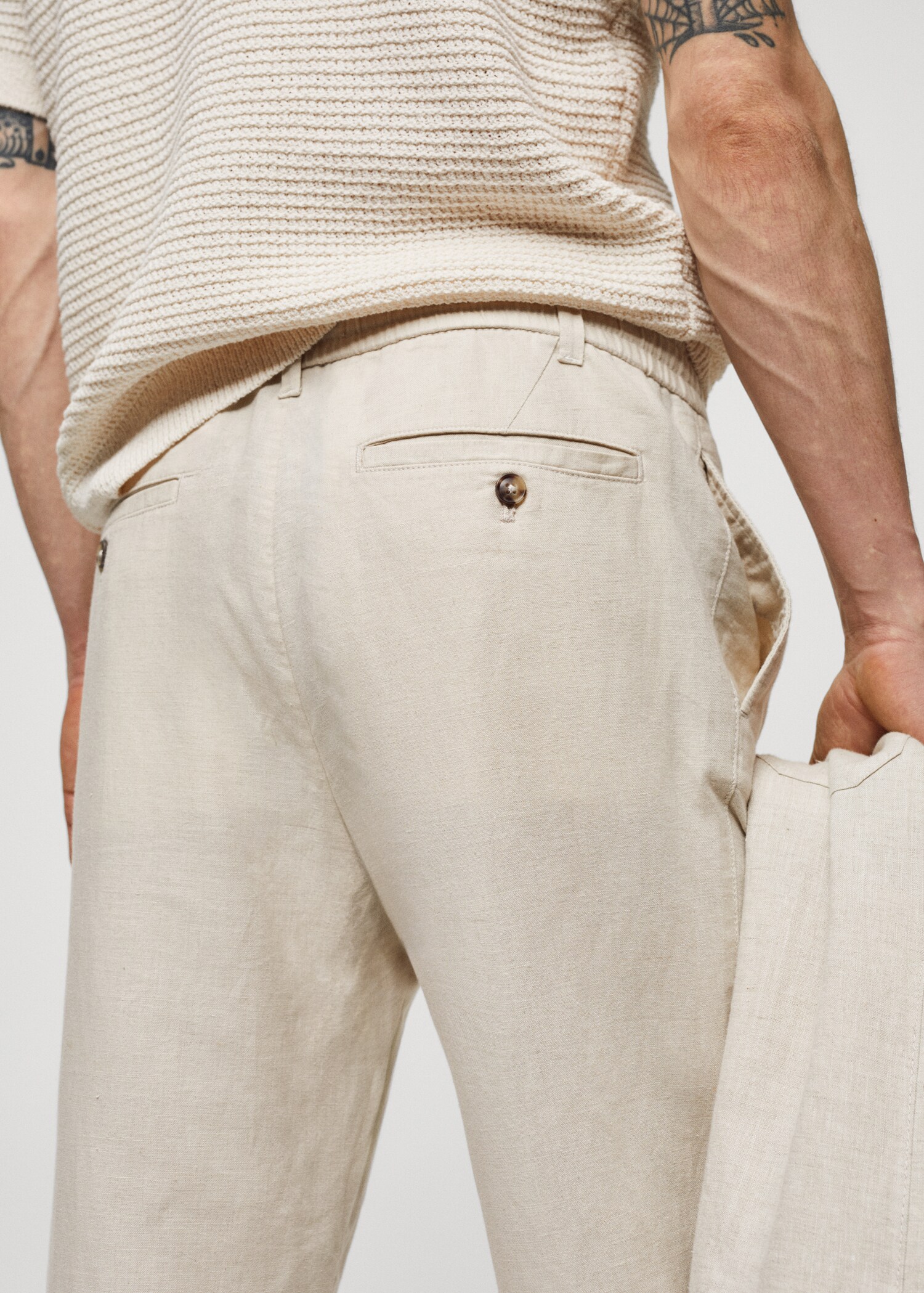 Slim Fit-Leinenhose mit Kordel - Detail des Artikels 4