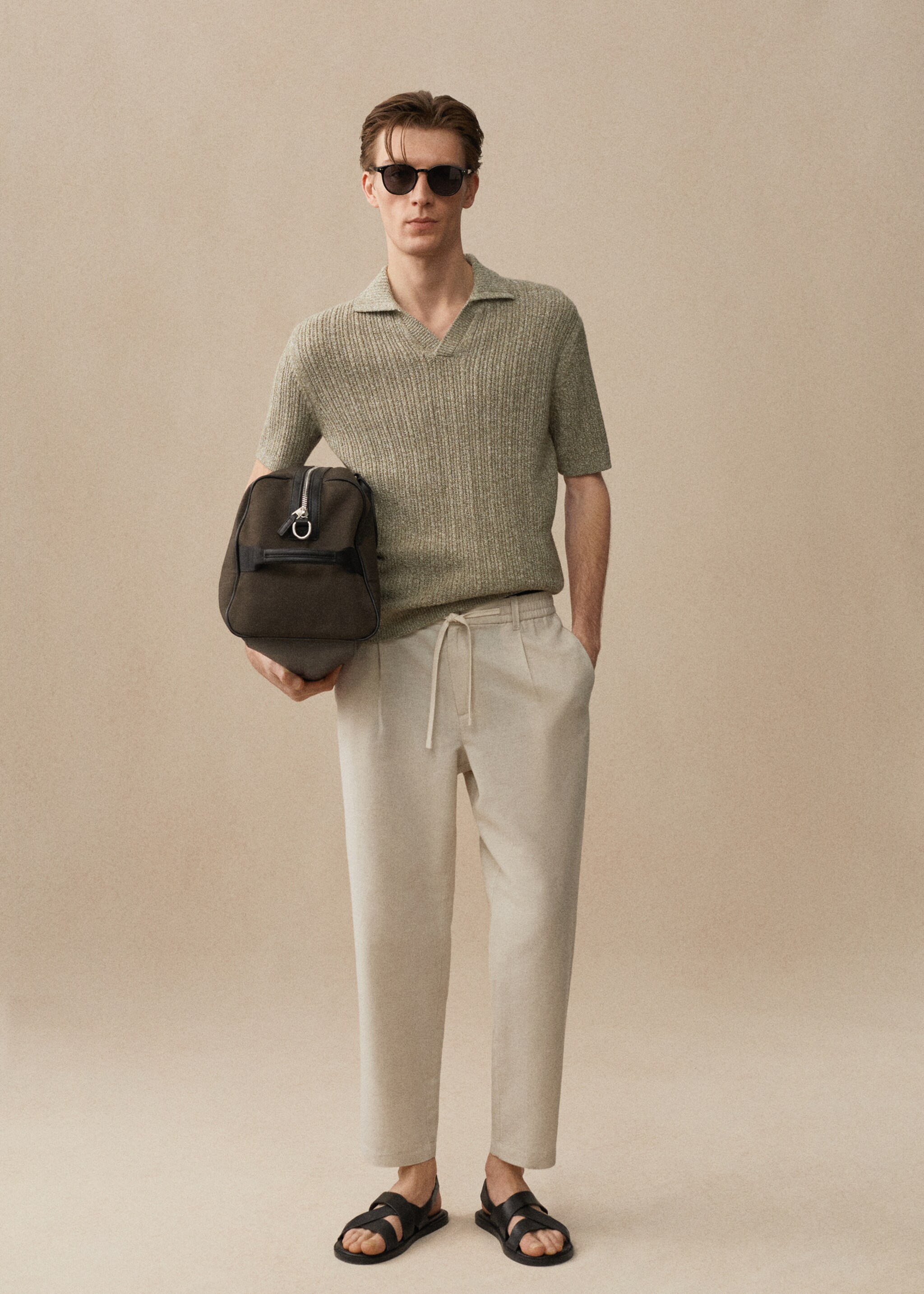 Slim Fit-Leinenhose mit Kordel - Detail des Artikels 6