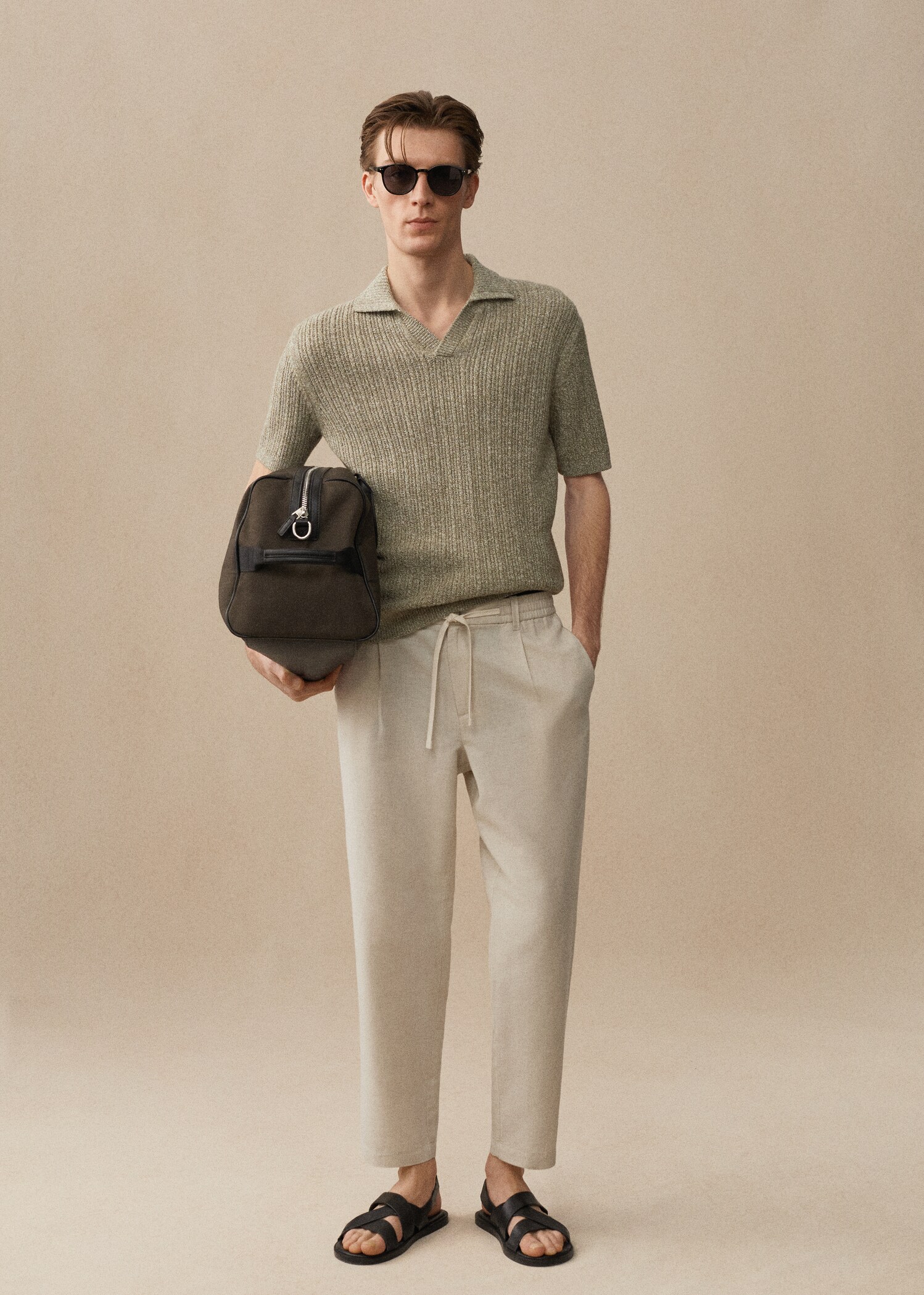 Slim Fit-Leinenhose mit Kordel - Detail des Artikels 6