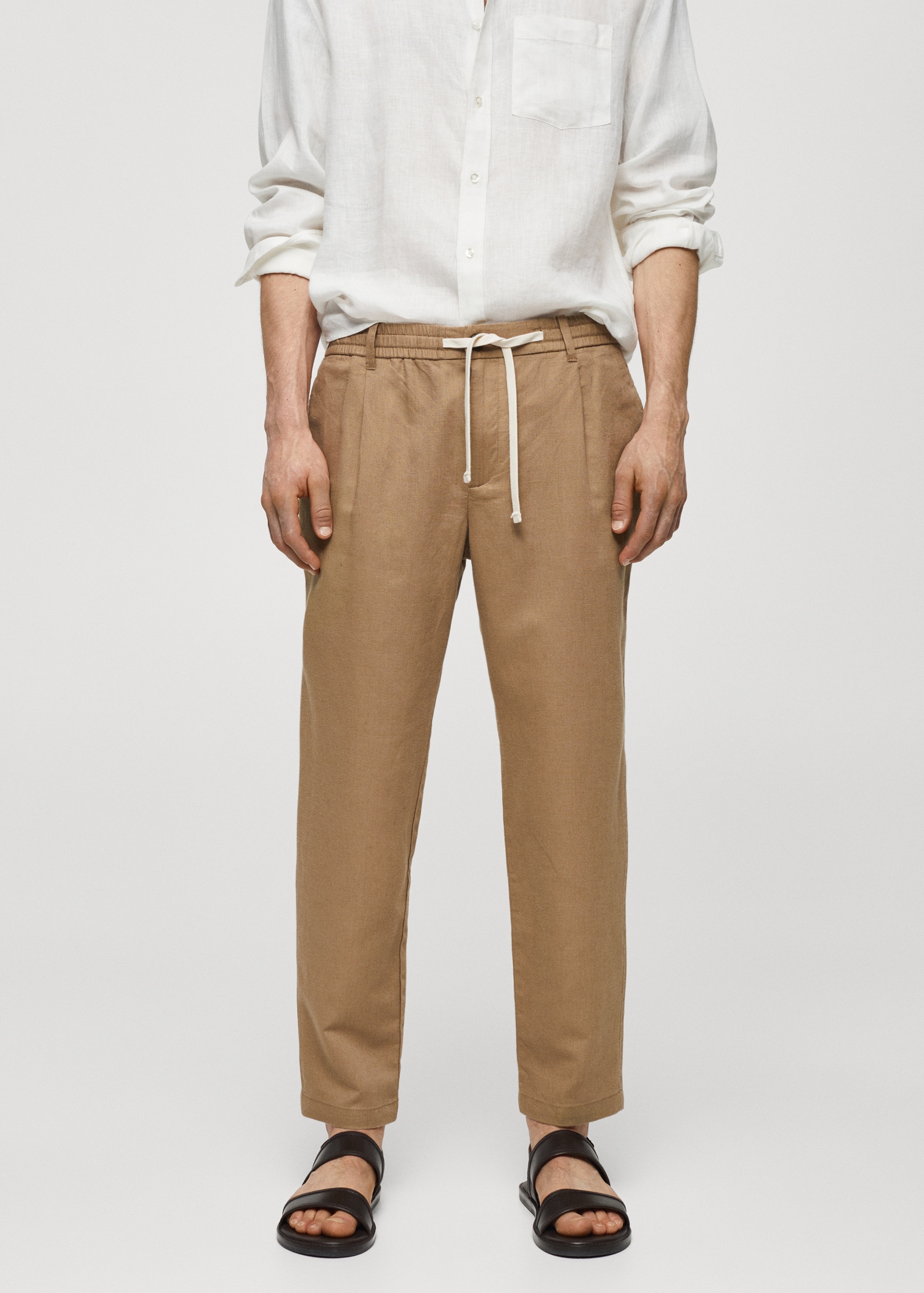 Slim-fit trousers with drawstring Men MANGO OUTLET Czech Republic