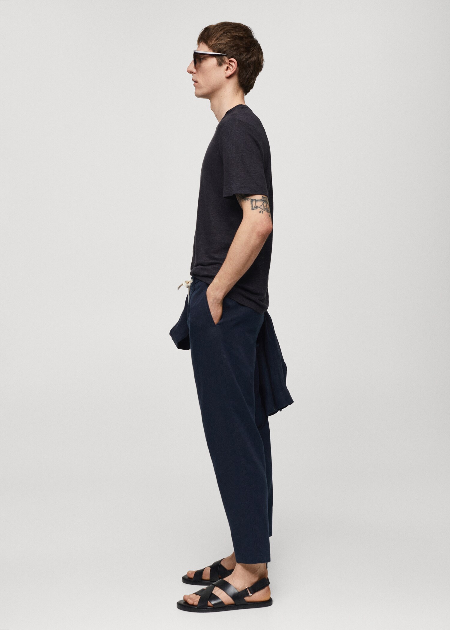 Slim Fit-Leinenhose mit Kordel - Detail des Artikels 2