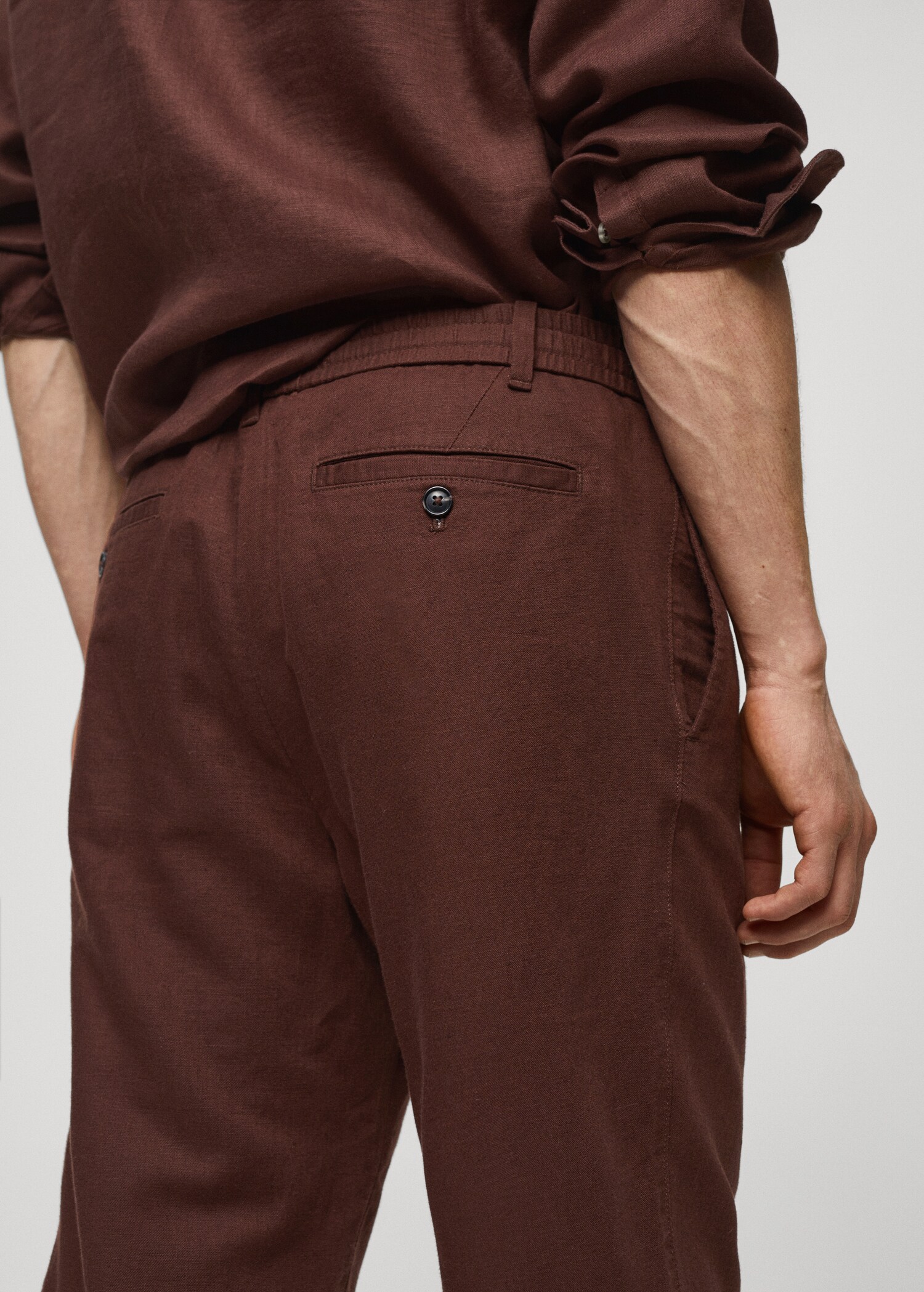 Slim Fit-Leinenhose mit Kordel - Detail des Artikels 4