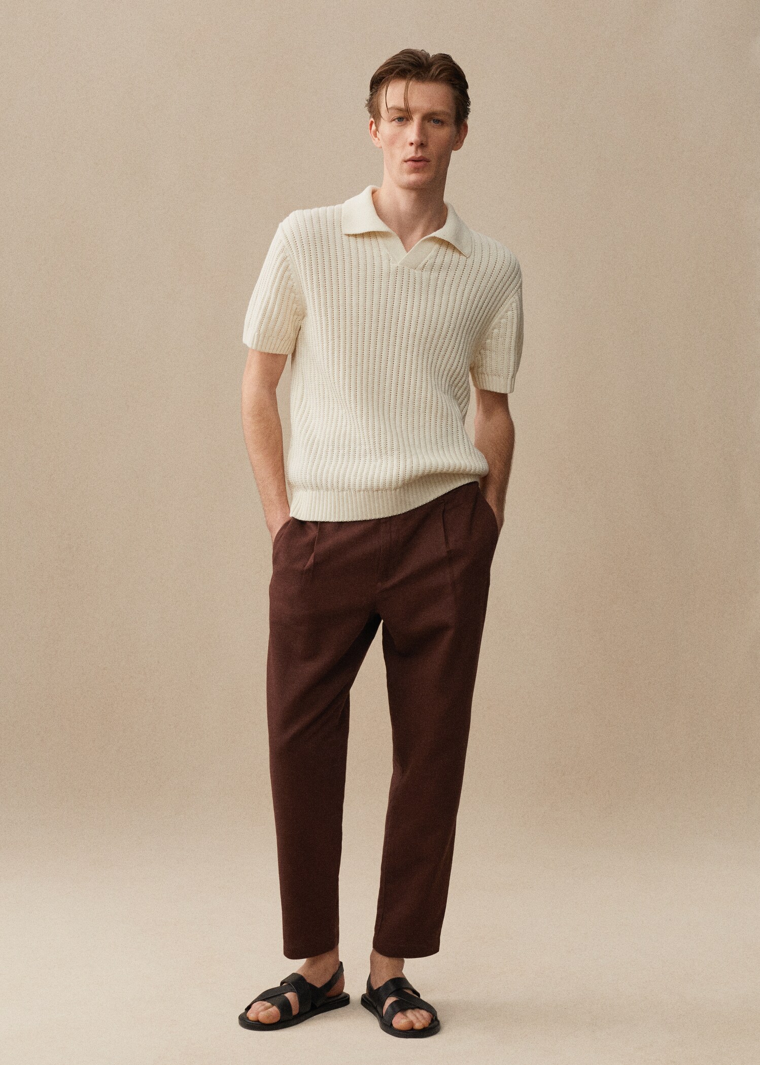 Slim Fit-Leinenhose mit Kordel - Detail des Artikels 7