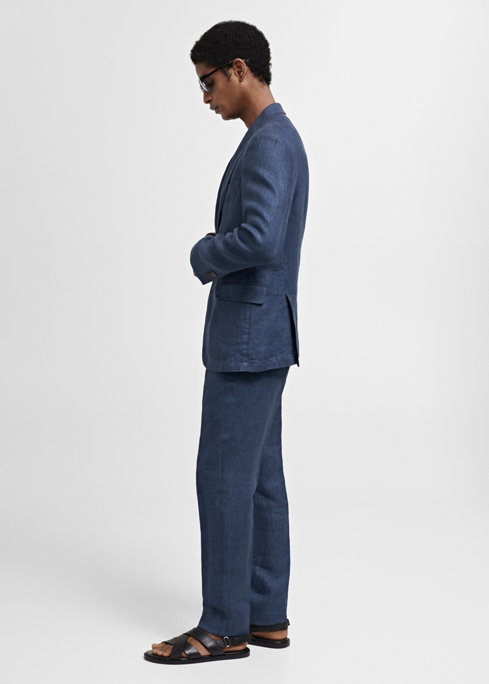 Slim-fit colbert 100% linnen visgraat - Detail van het artikel 2