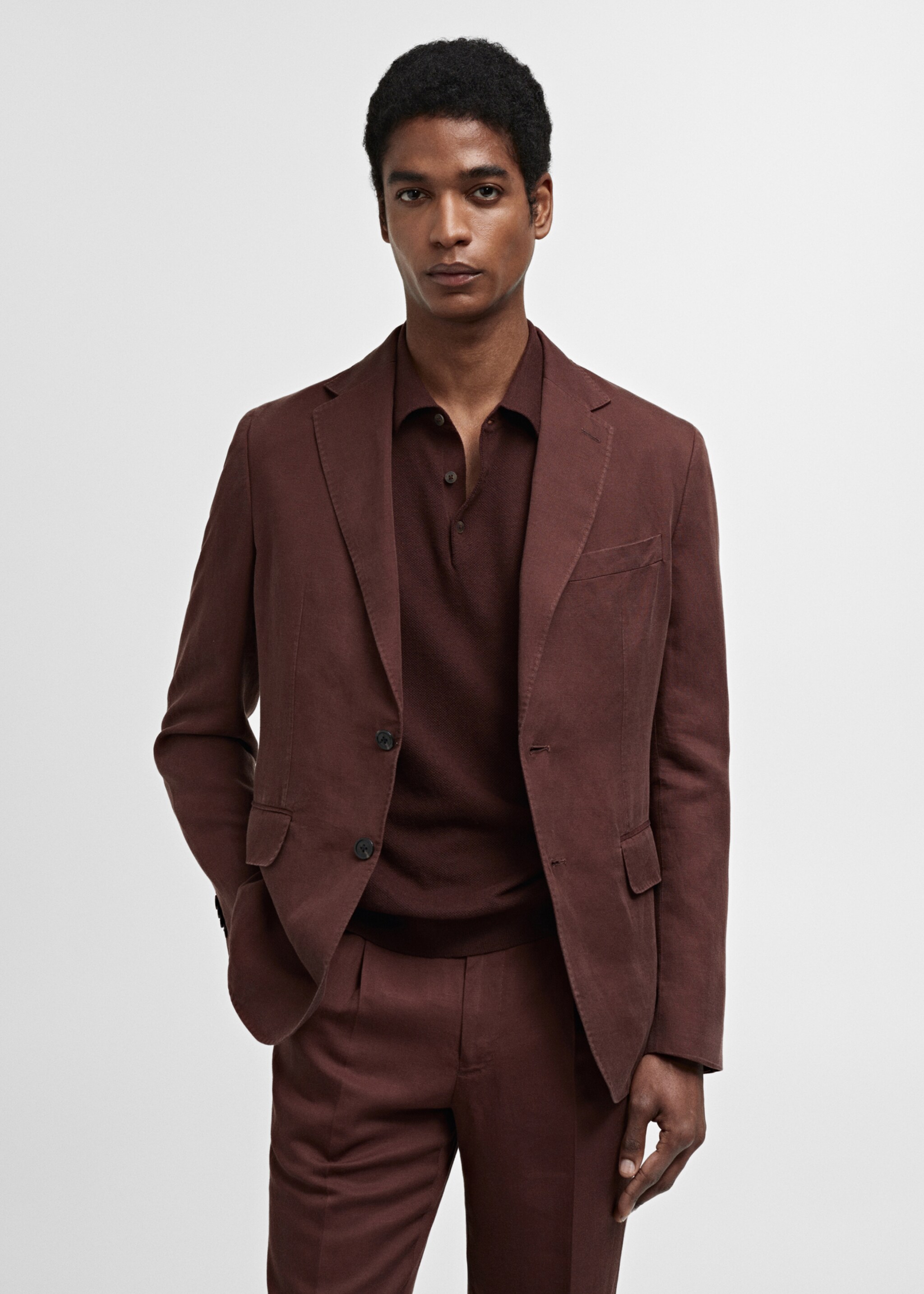 Linnen slim fit colbert - Middenvlak