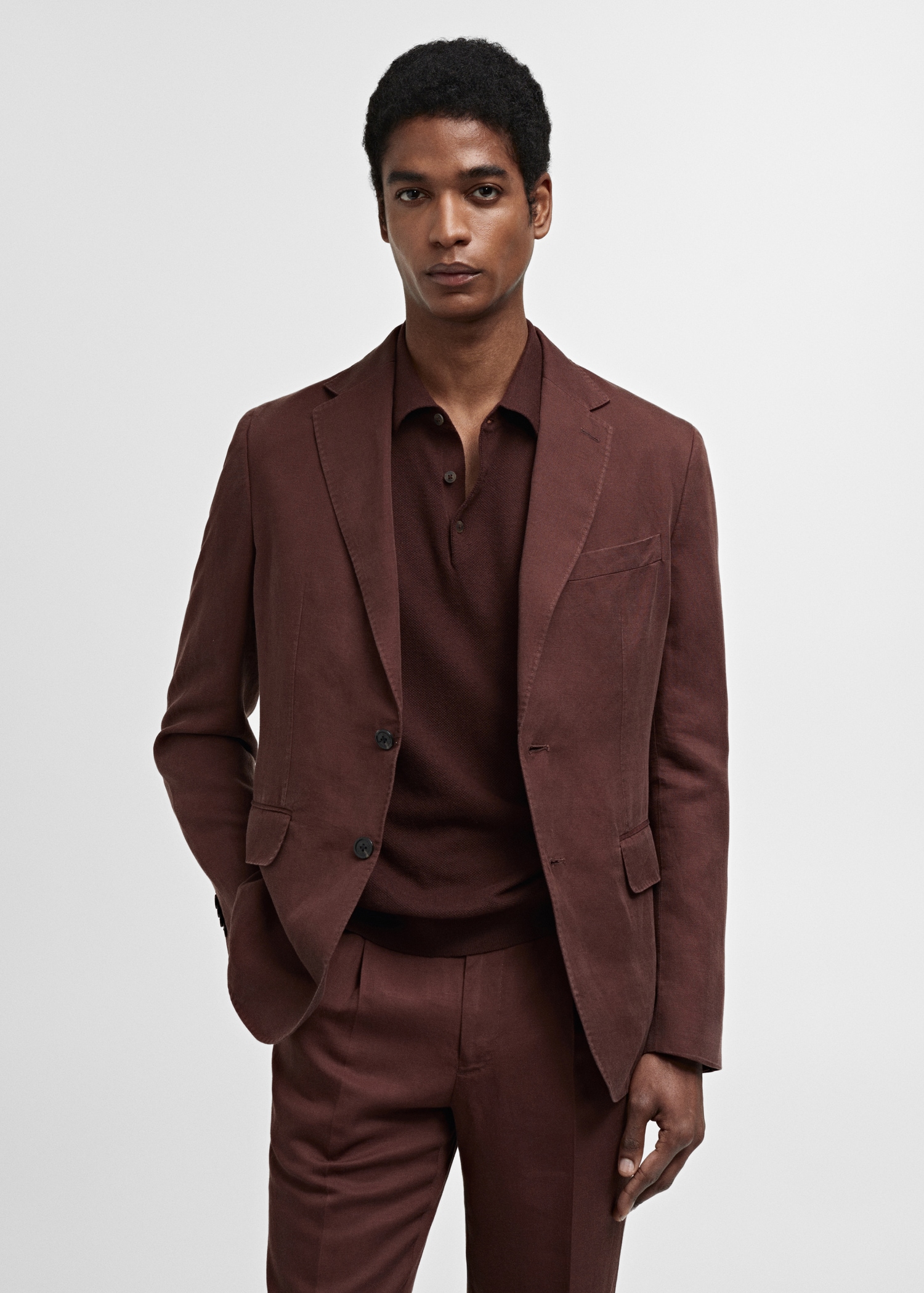 Brown Linen Blazer Suit Buy Rust Brown Linen Blend Tailored Fit