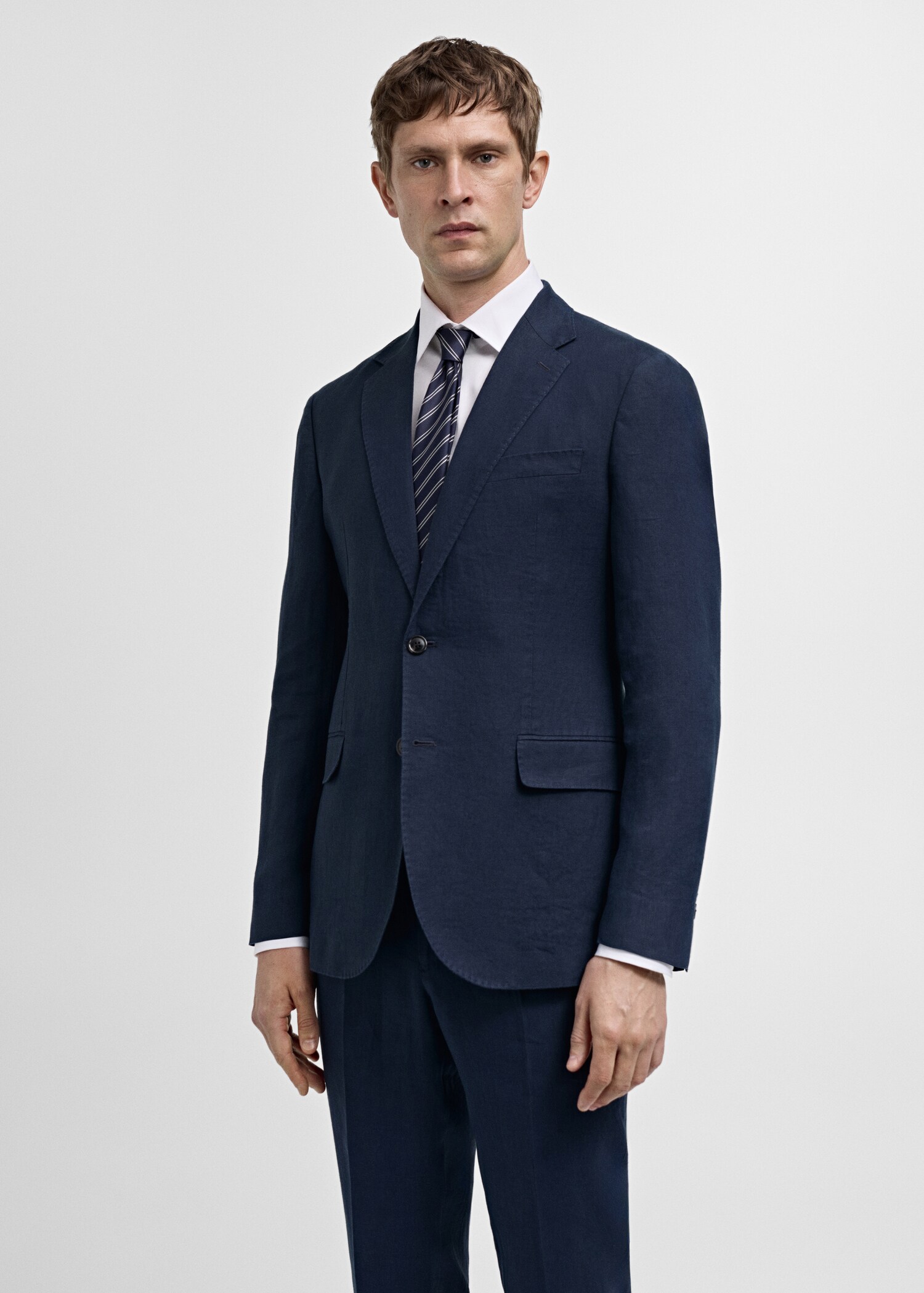 100% linen slim-fit suit jacket - Medium plane