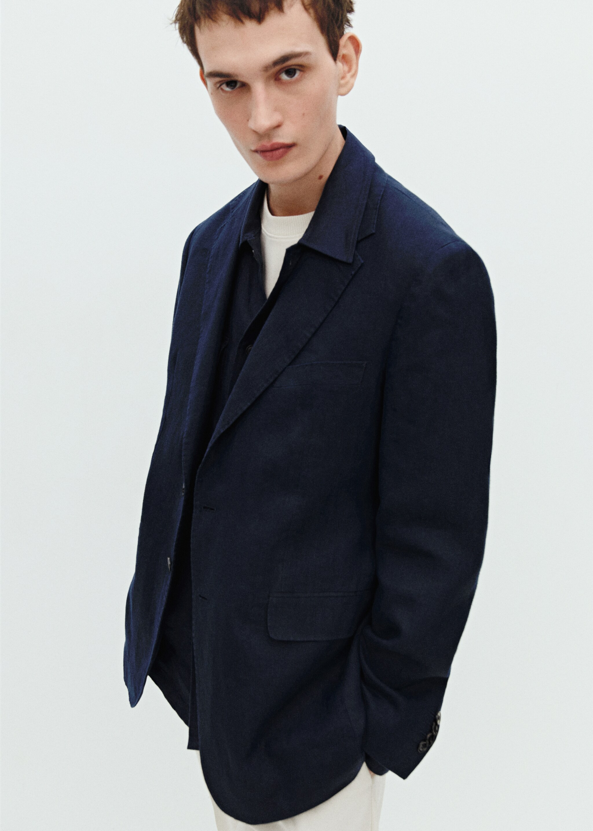100% linen slim-fit suit jacket - Details of the article 5