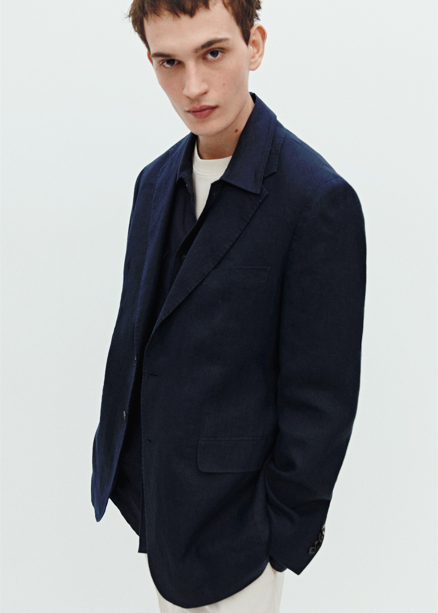 100% linen slim-fit suit jacket - Details of the article 5