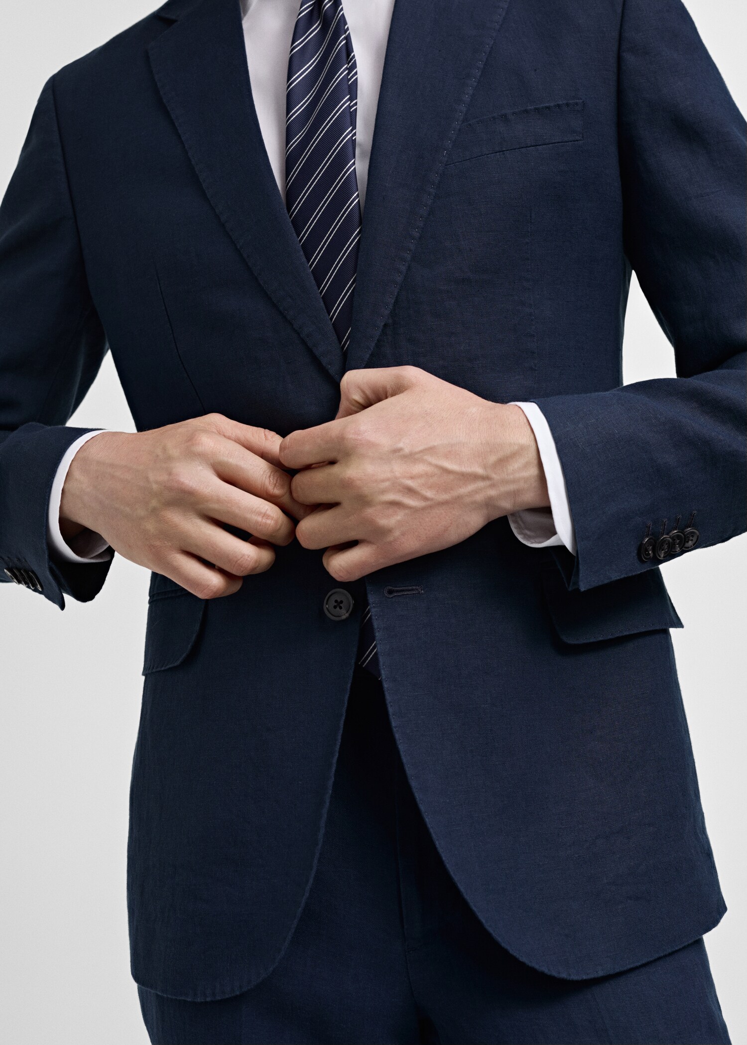 100% linen slim-fit suit jacket - Details of the article 6