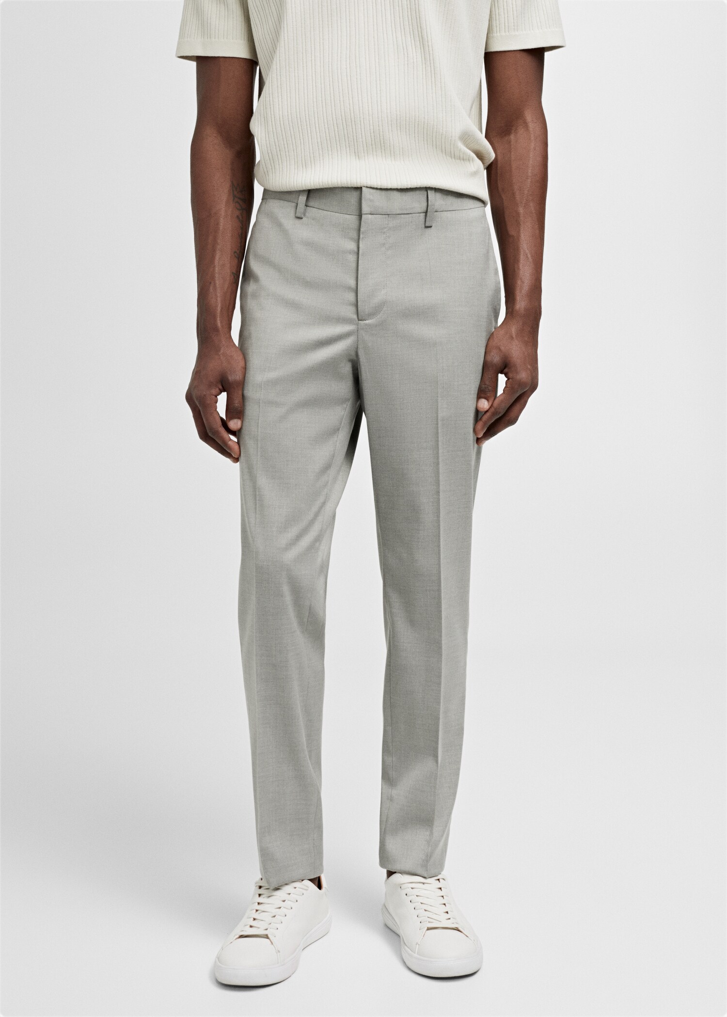 Stretch fabric super slim-fit suit trousers - Medium plane