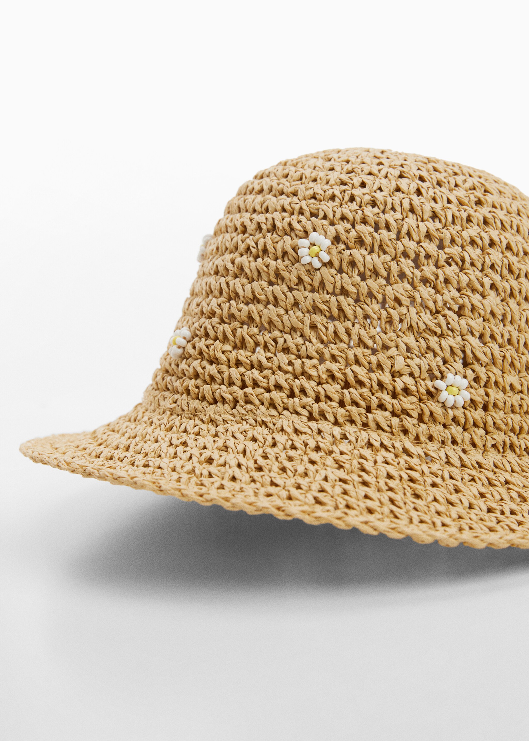 Flowers straw hat - Medium plane, Sand. Ref: 67035995-00.