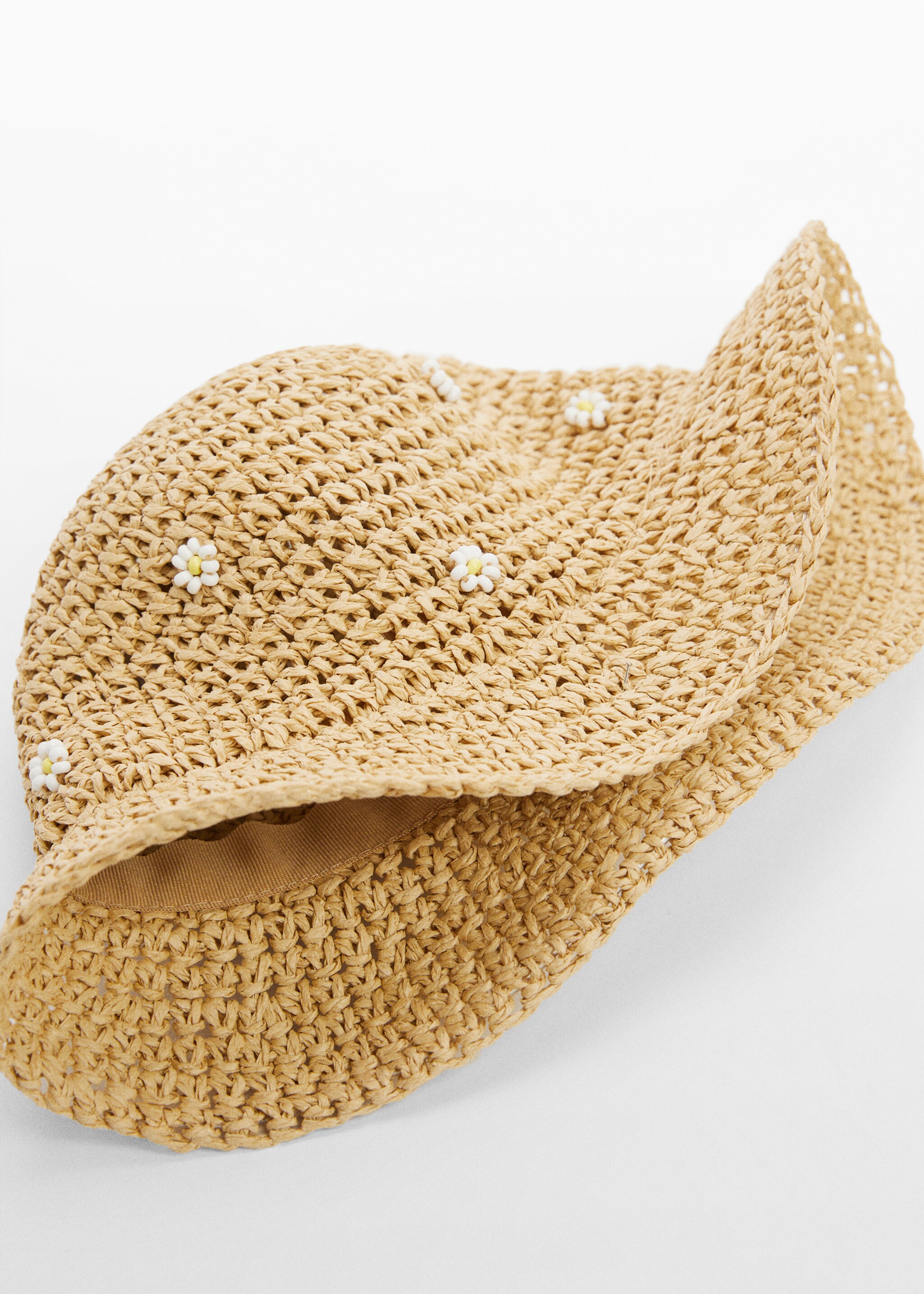 Flowers straw hat - Details of the article 2, Sand. Ref: 67035995-00.