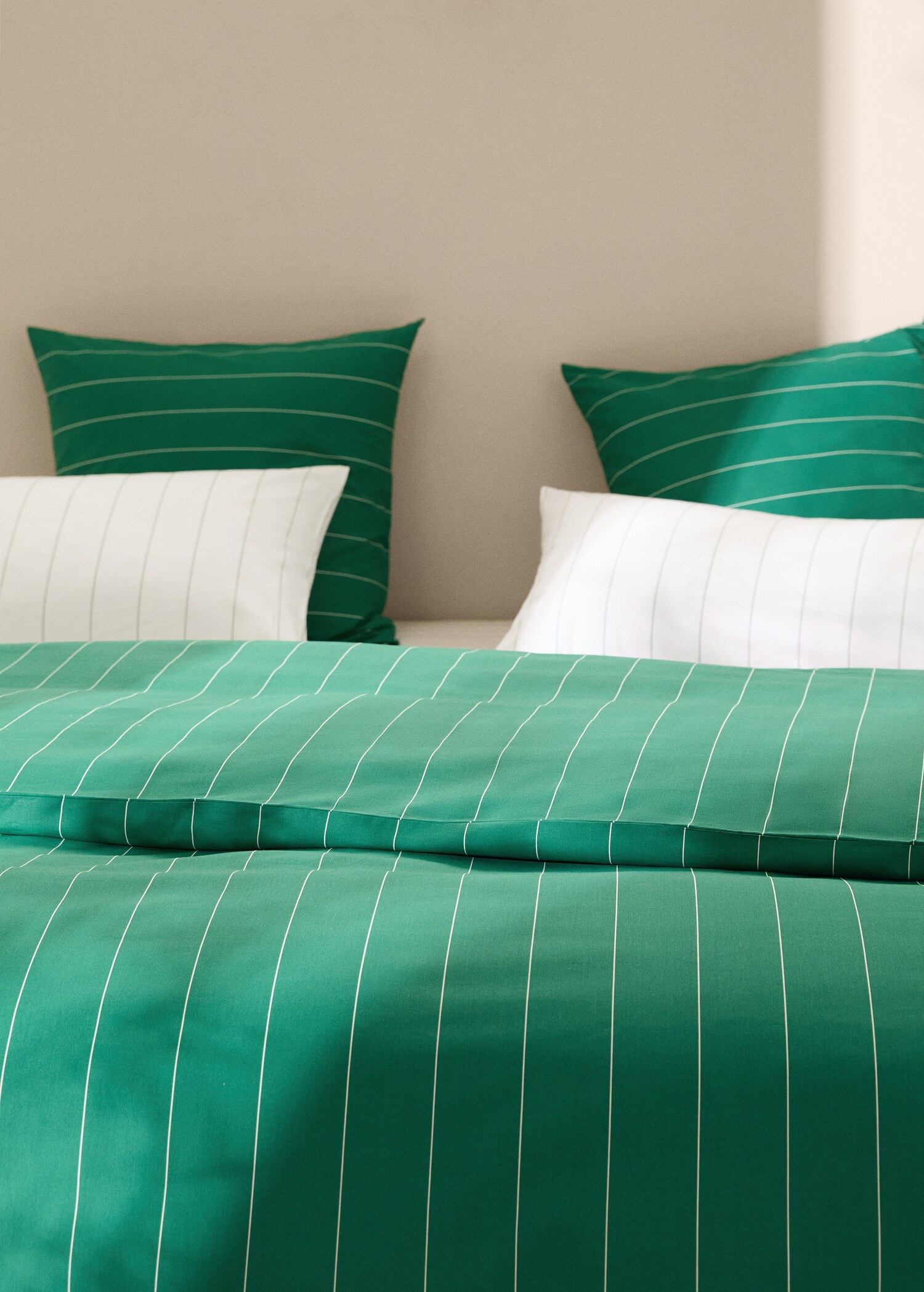 Striped printed cotton duvet cover for king bed - Details of the article 7