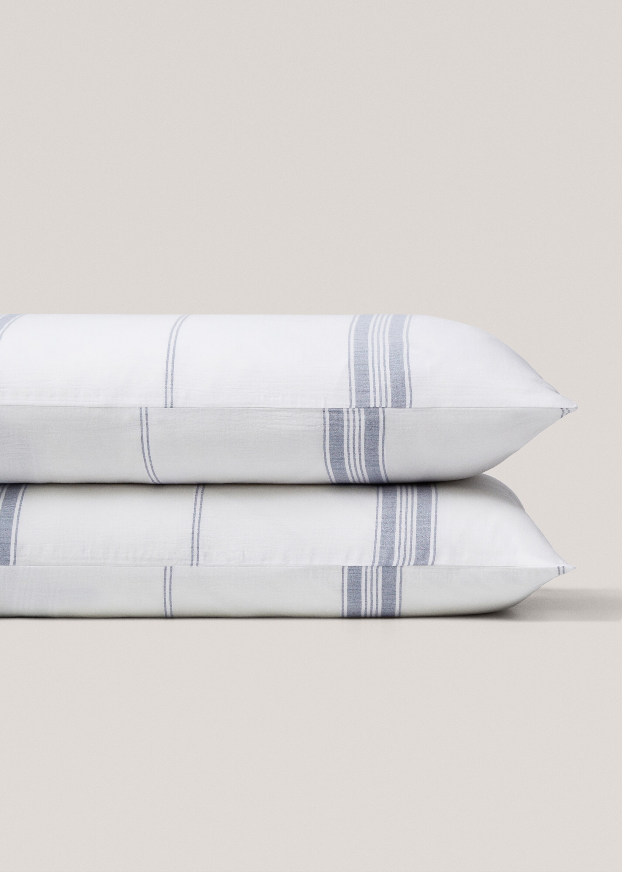 Stripedtextured cotton pillowcase 50x75cm - Details of the article 3