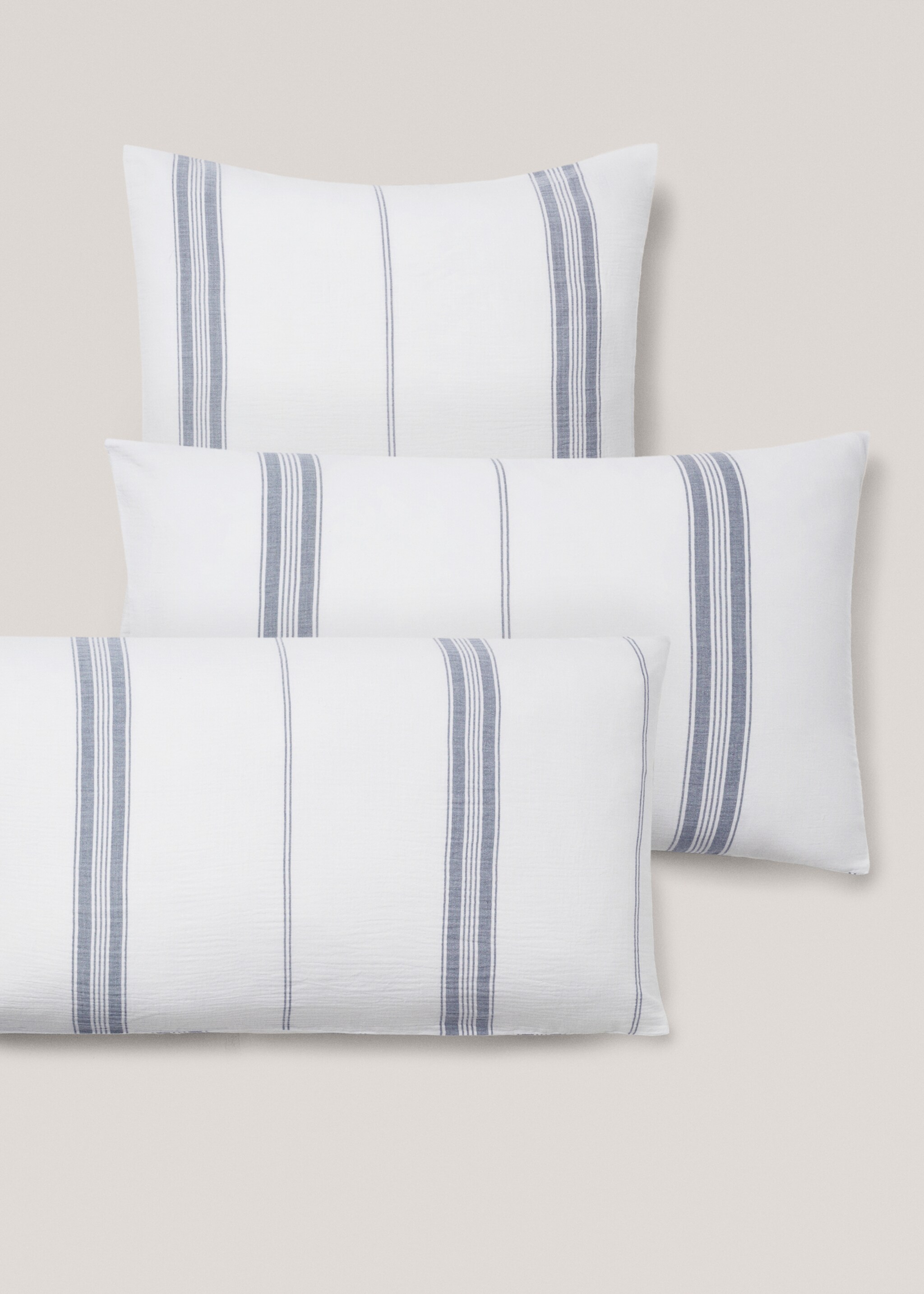 Stripedtextured cotton pillowcase 50x75cm - Details of the article 4