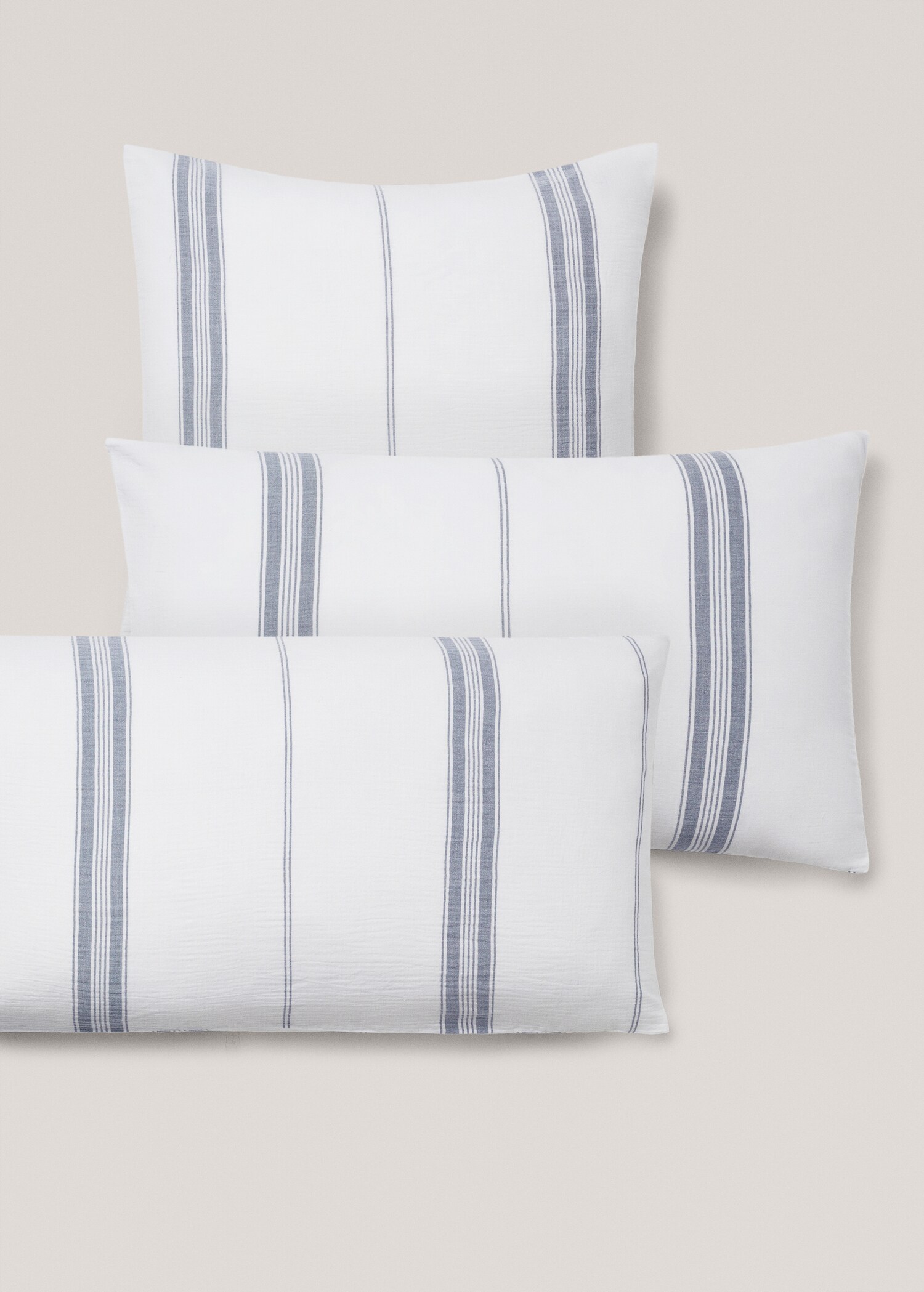 Stripedtextured cotton pillowcase 50x75cm - Details of the article 4