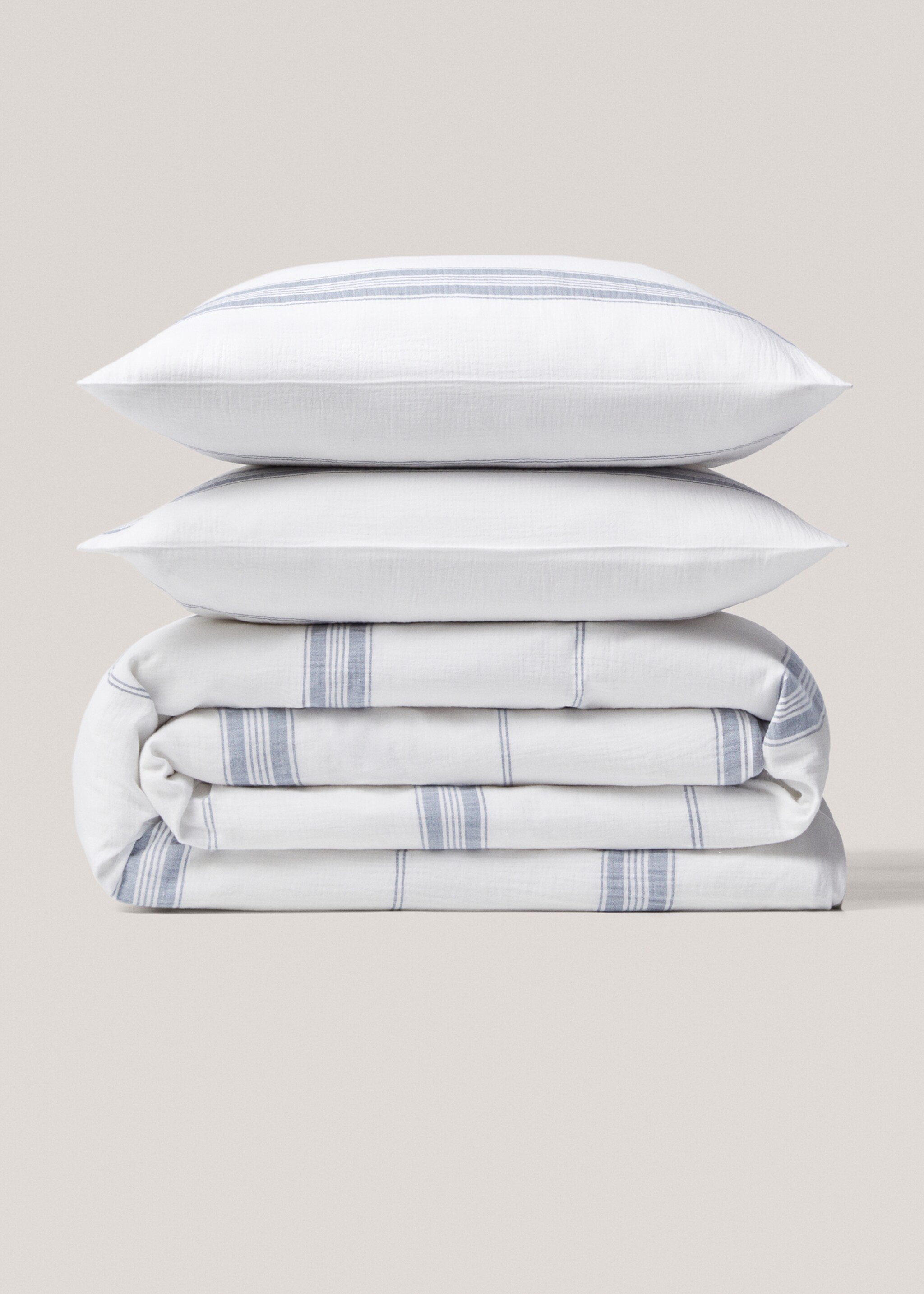 Striped cotton gauze duvet cover for queen bed - Article without model