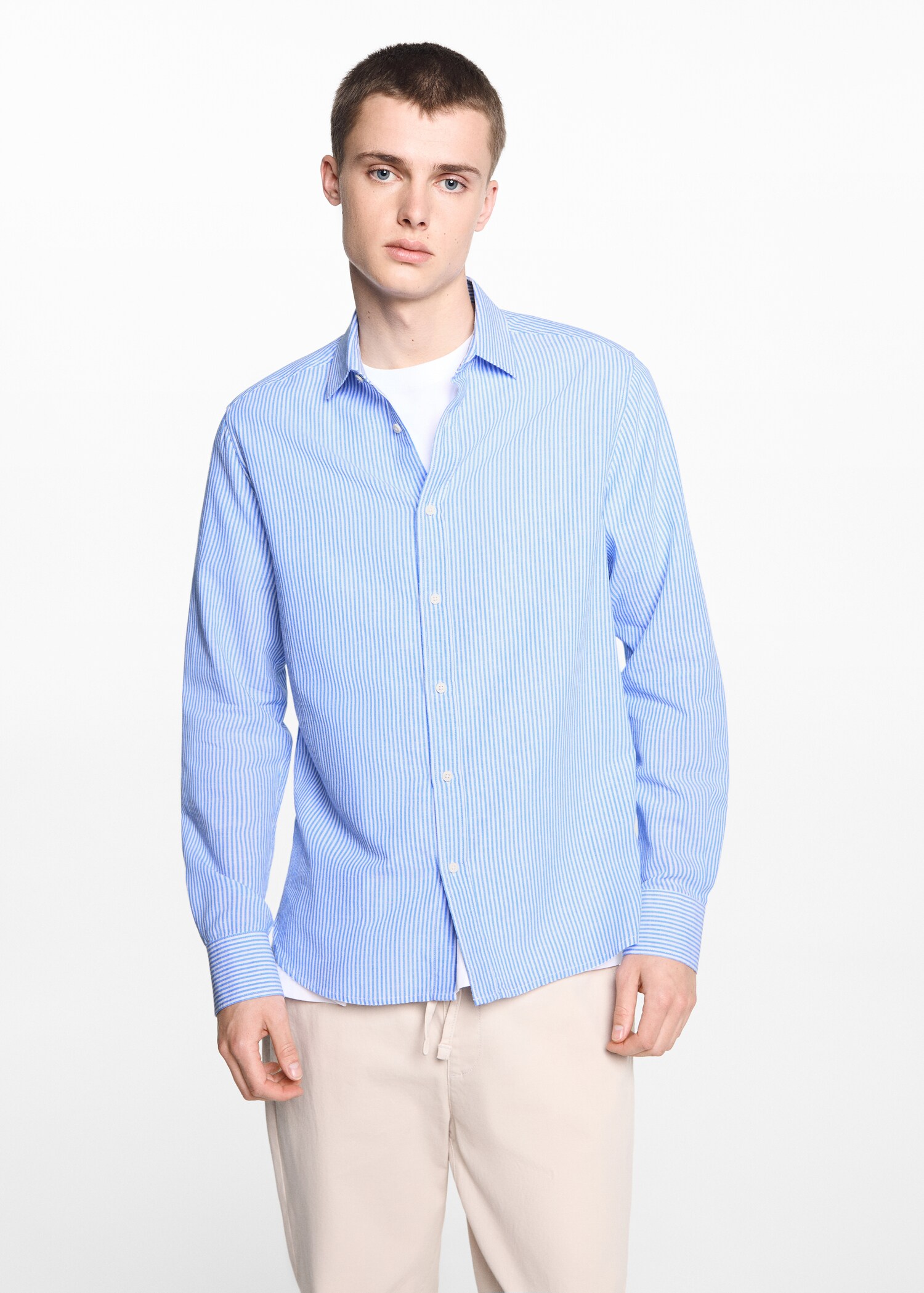 Striped linen-blend shirt - Medium plane