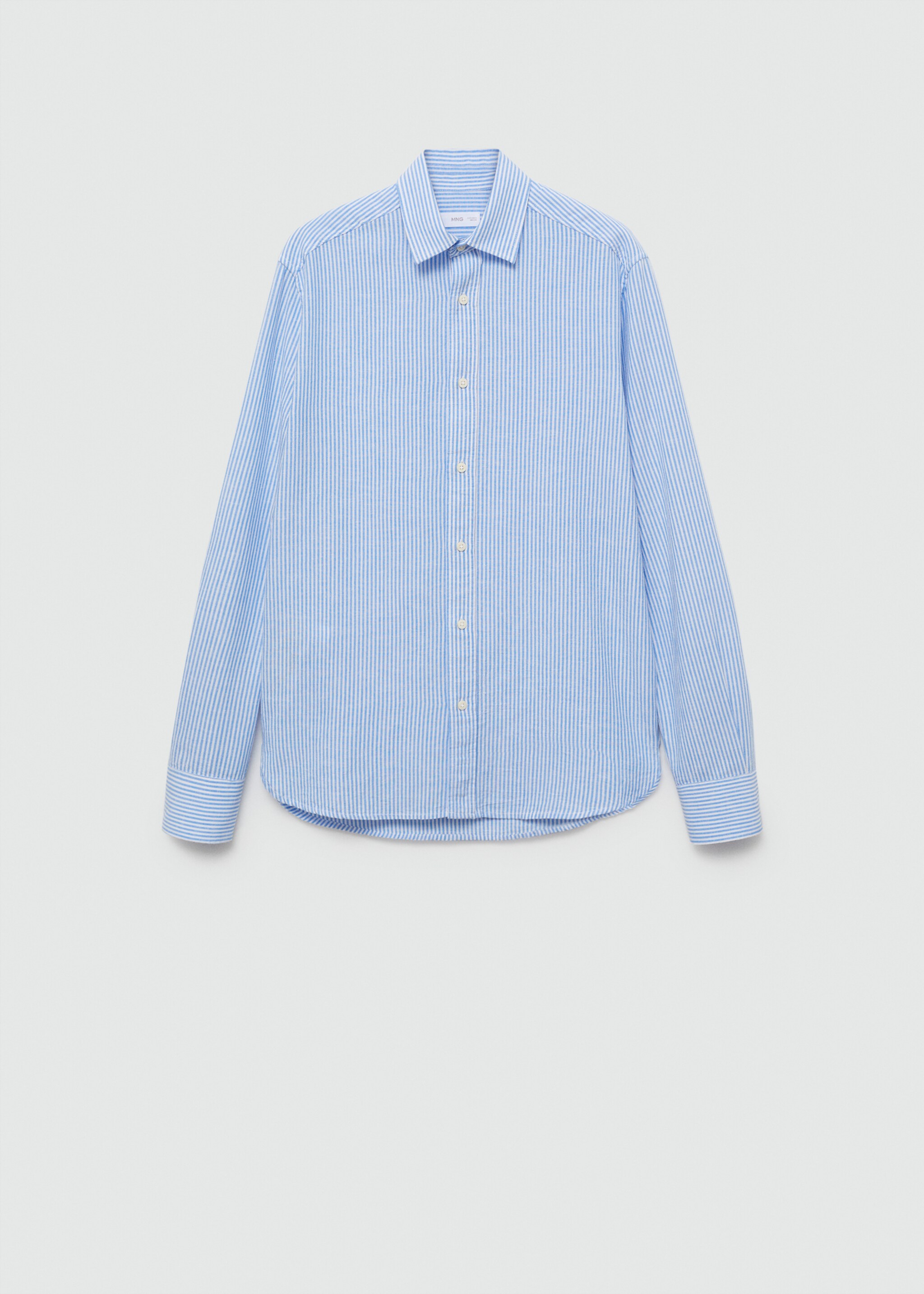 Striped linen-blend shirt - Article without model, Blue. Ref: 67036045-00.
