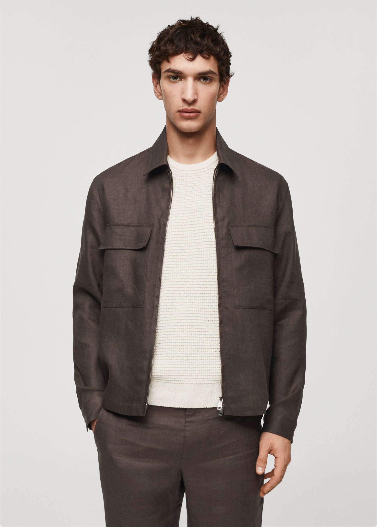 100% linen overshirt with pockets - Medium plane