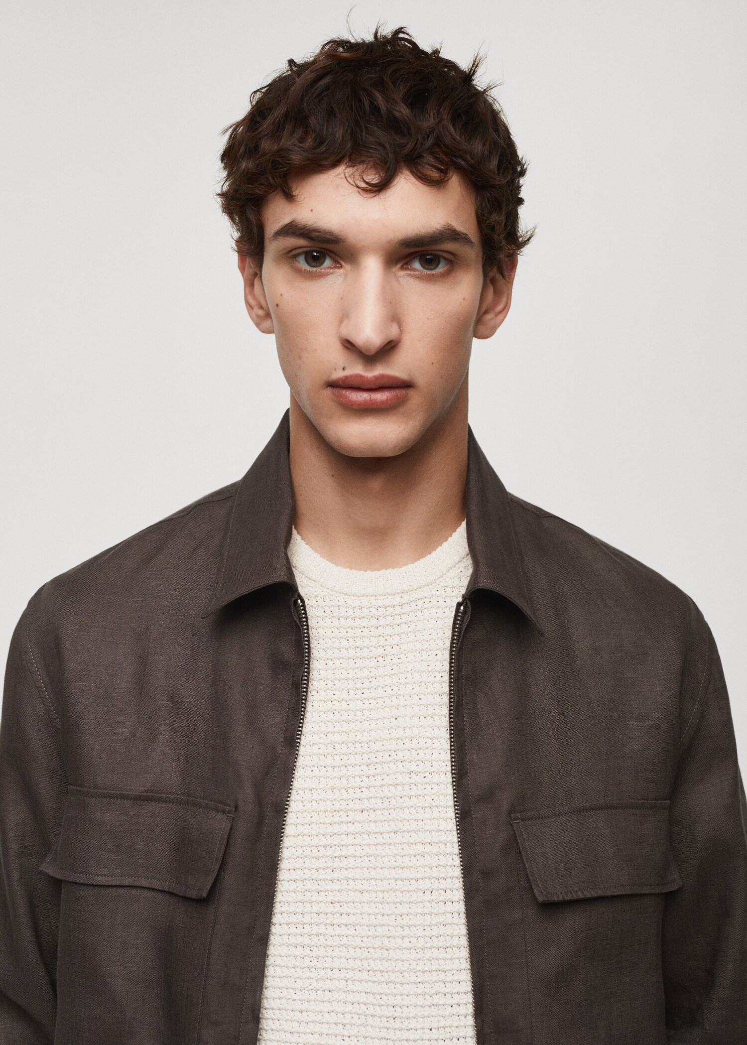 100% linen overshirt with pockets - Details of the article 1