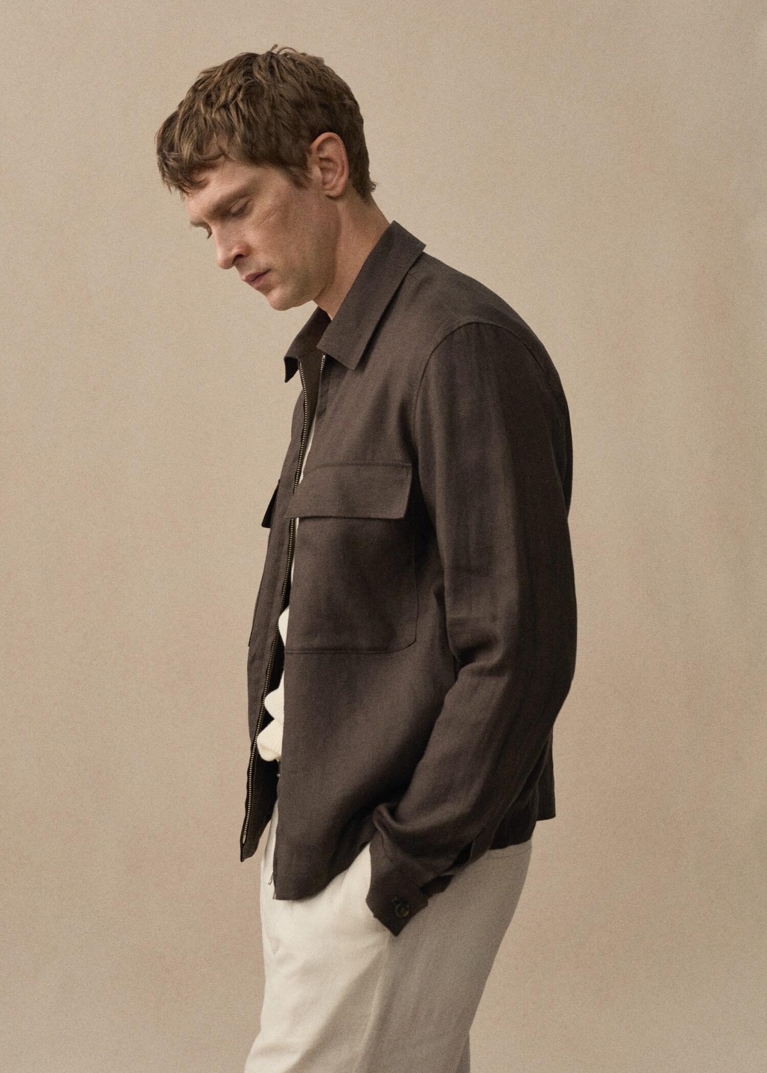 100% linen overshirt with pockets - Details of the article 3