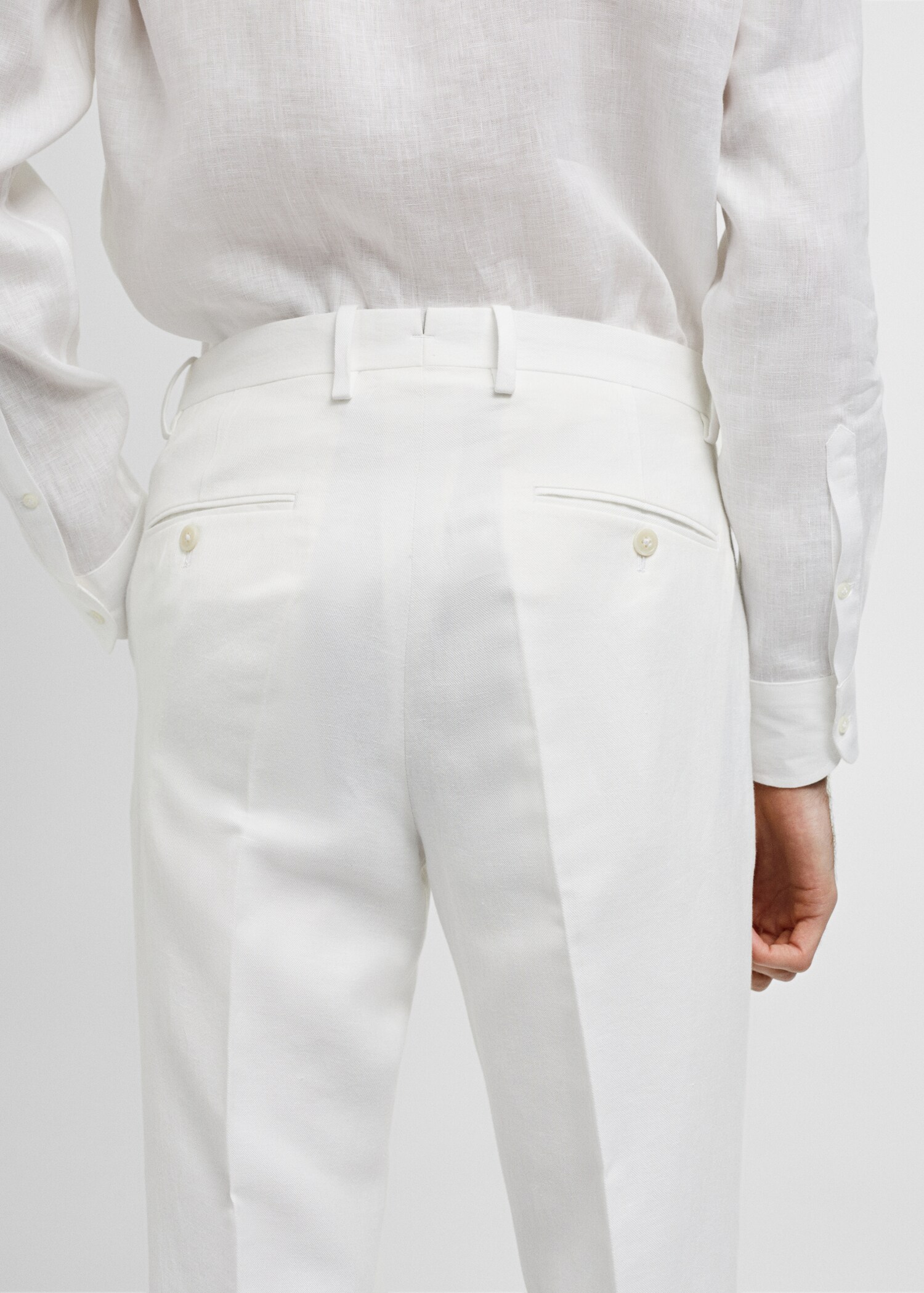 Slim-fit cotton and linen suit trousers - Details of the article 4