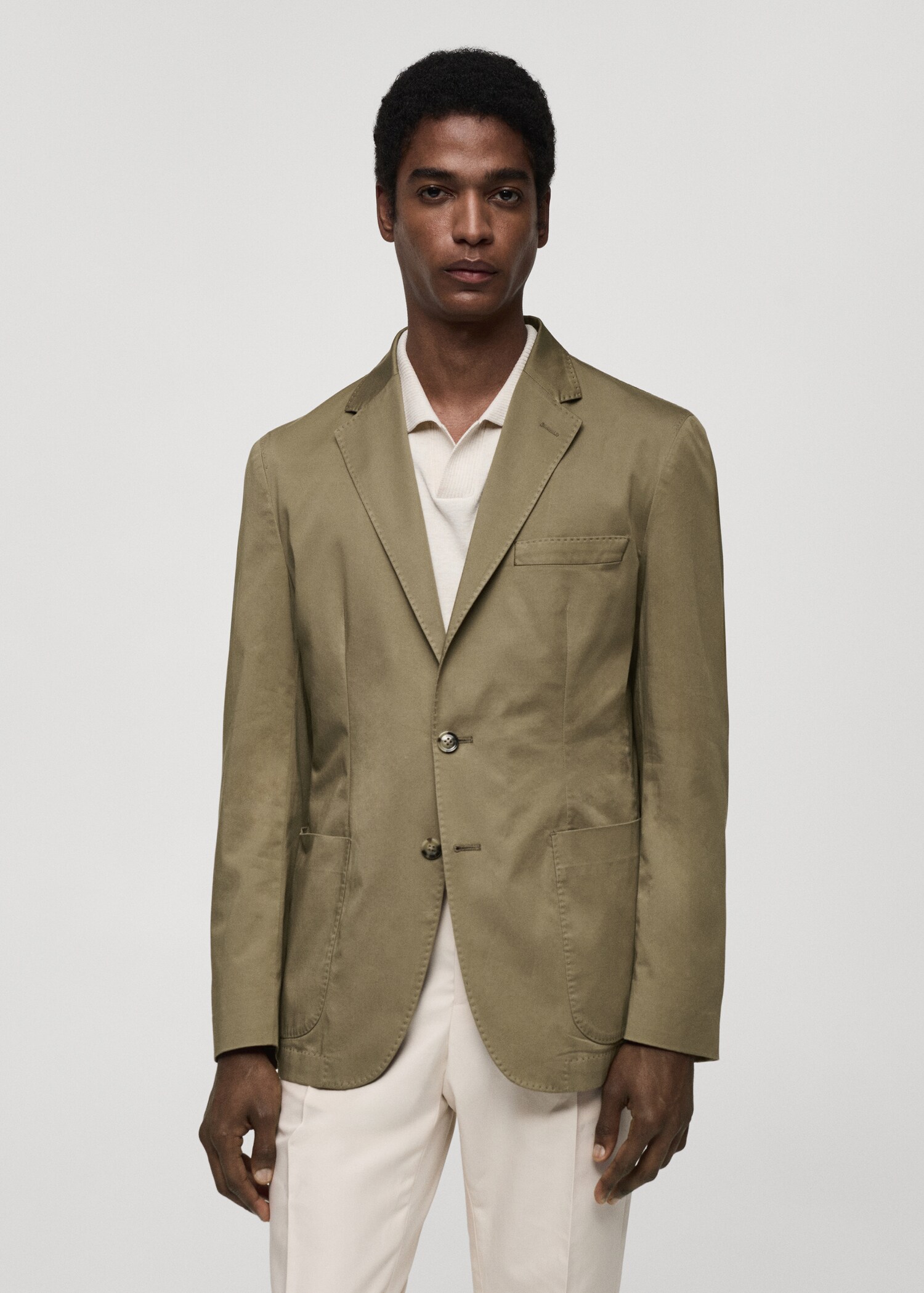 Slim fit cotton blazer - Medium plane