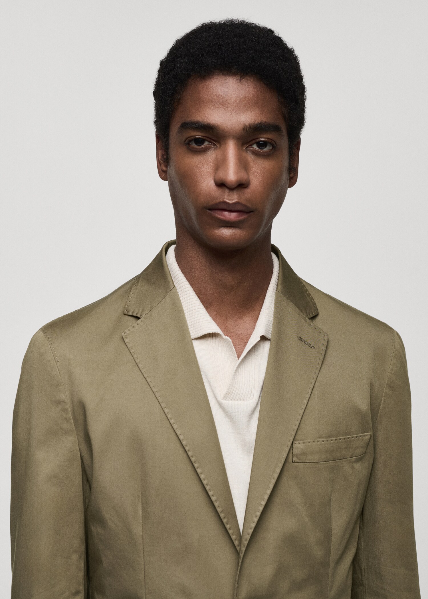Slim fit cotton blazer - Details of the article 1