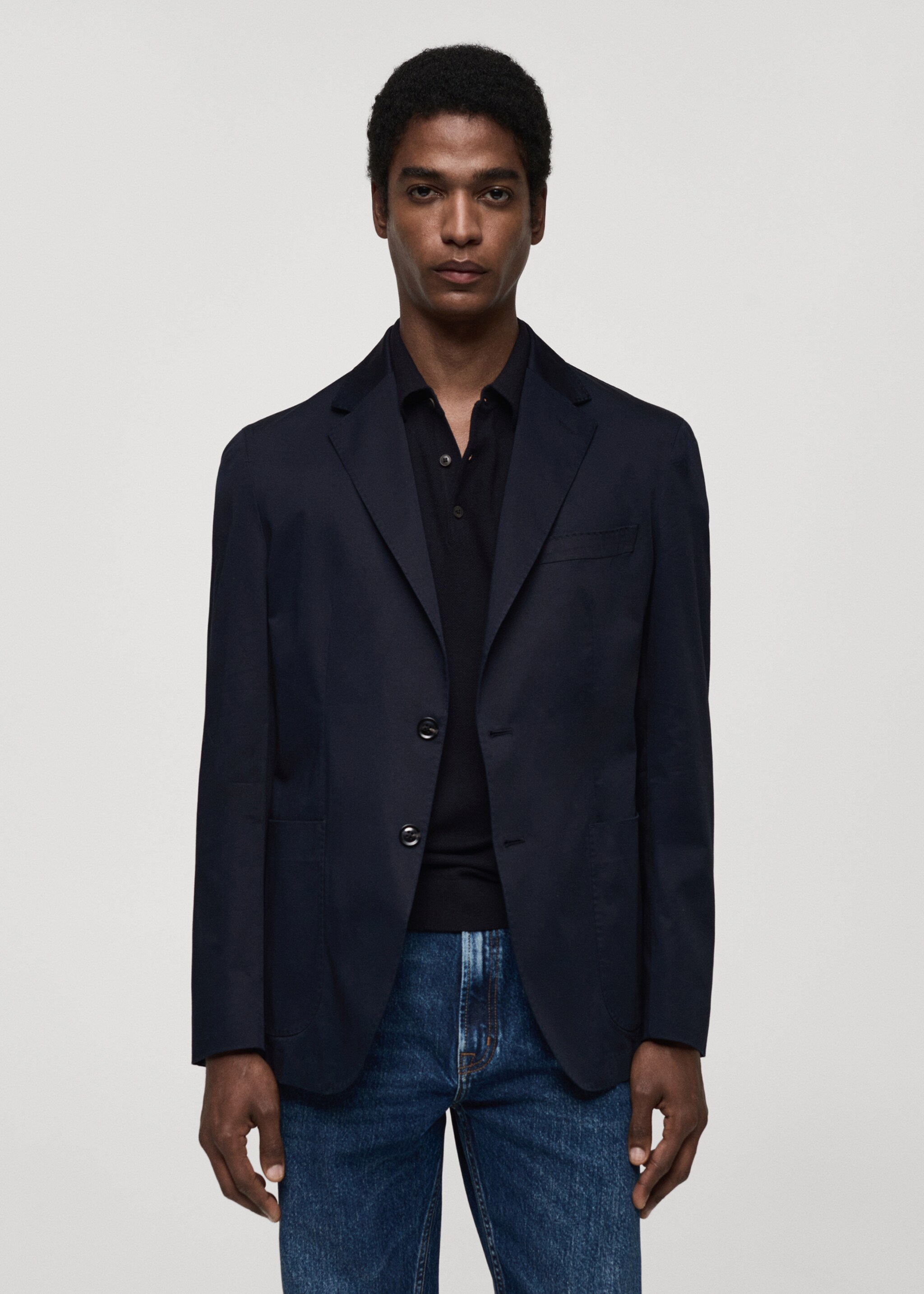 Slim fit cotton blazer - Medium plane