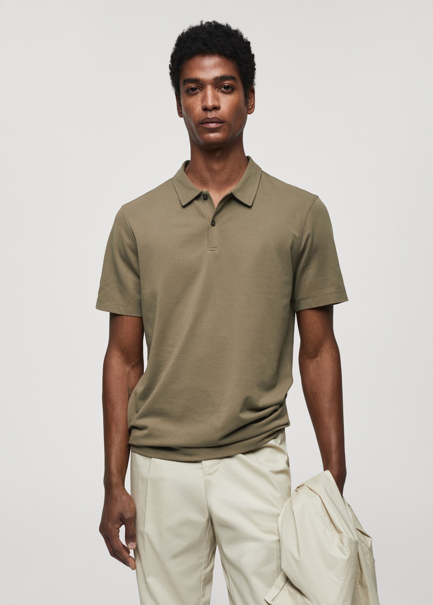 Polo slim-fit piqué de coton texturé - Plan moyen