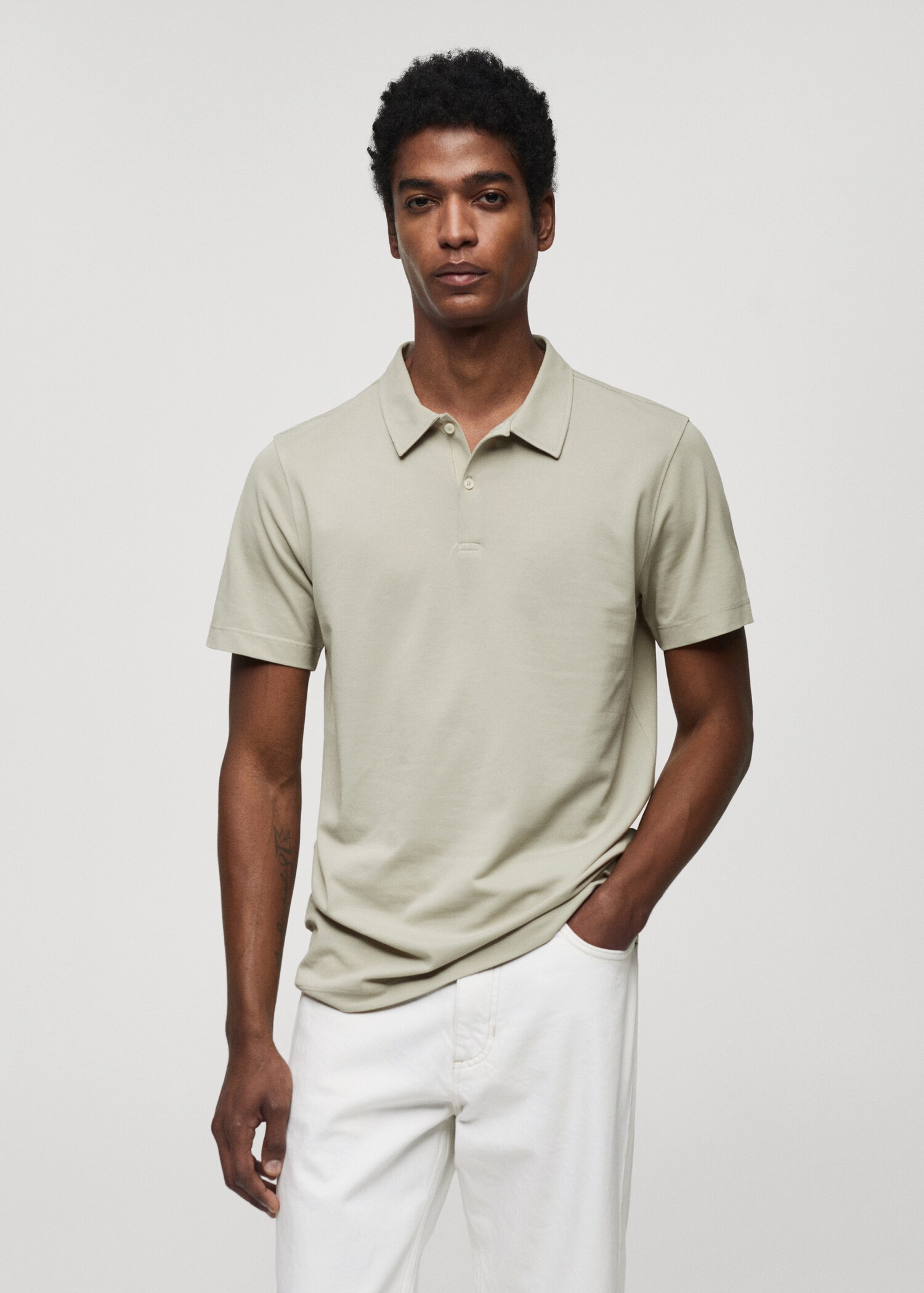 Polo slim-fit piqué de coton texturé - Plan moyen