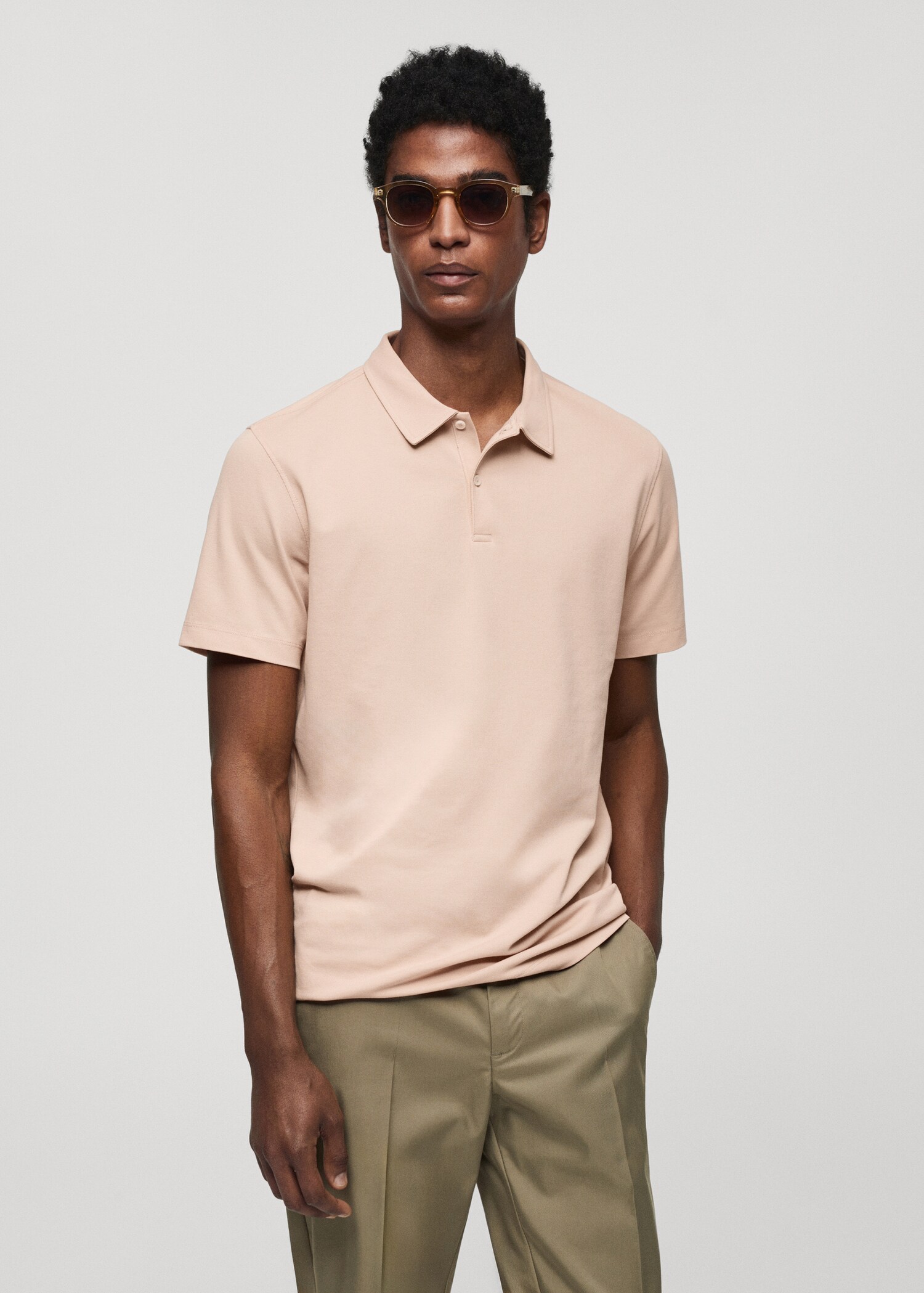 Polo slim-fit piqué de coton texturé - Plan moyen