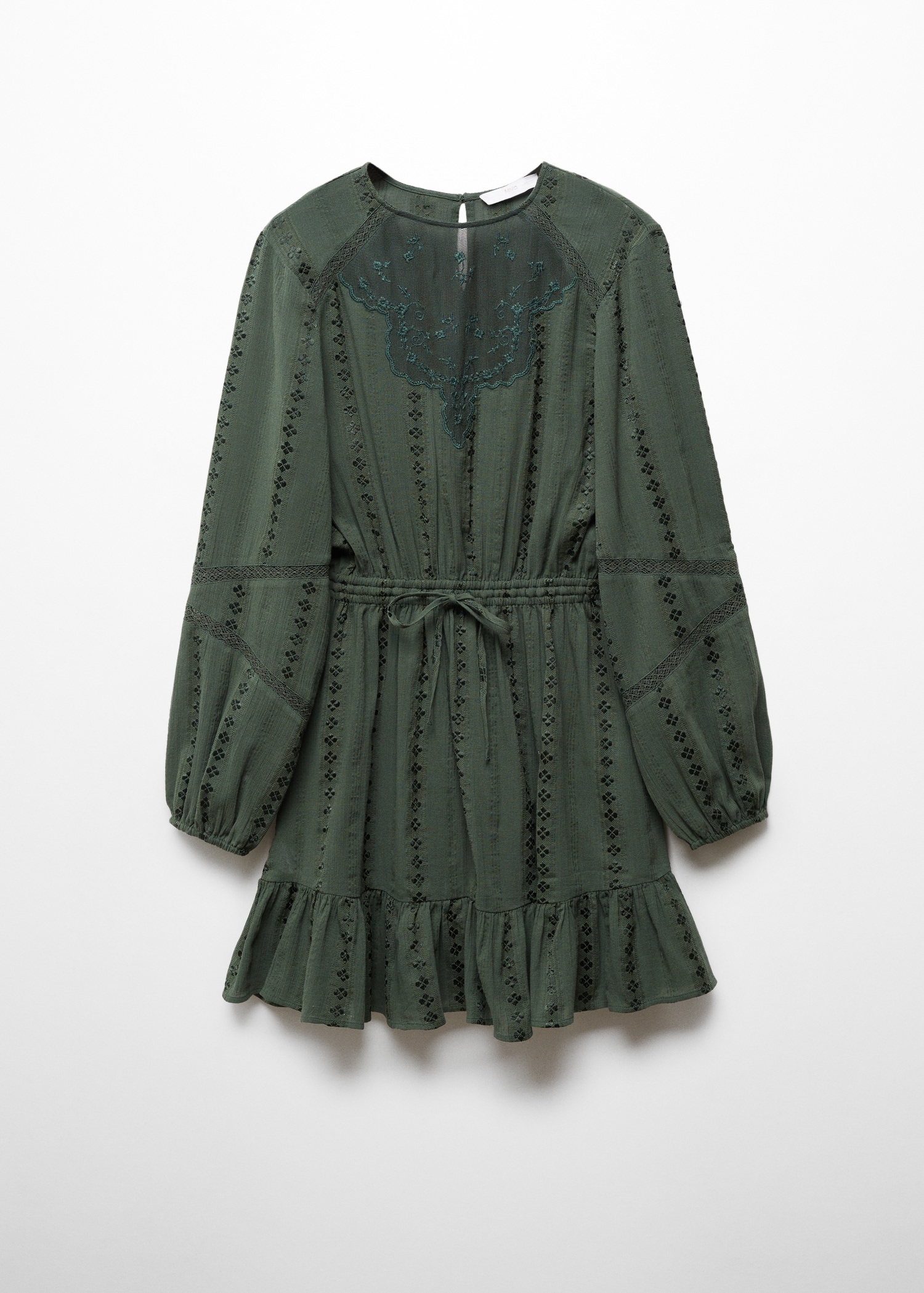 Puff-sleeved embroidered dress - Women | MANGO OUTLET Denmark Puff-sleeved embroidered dress - Women | MANGO OUTLET Denmark