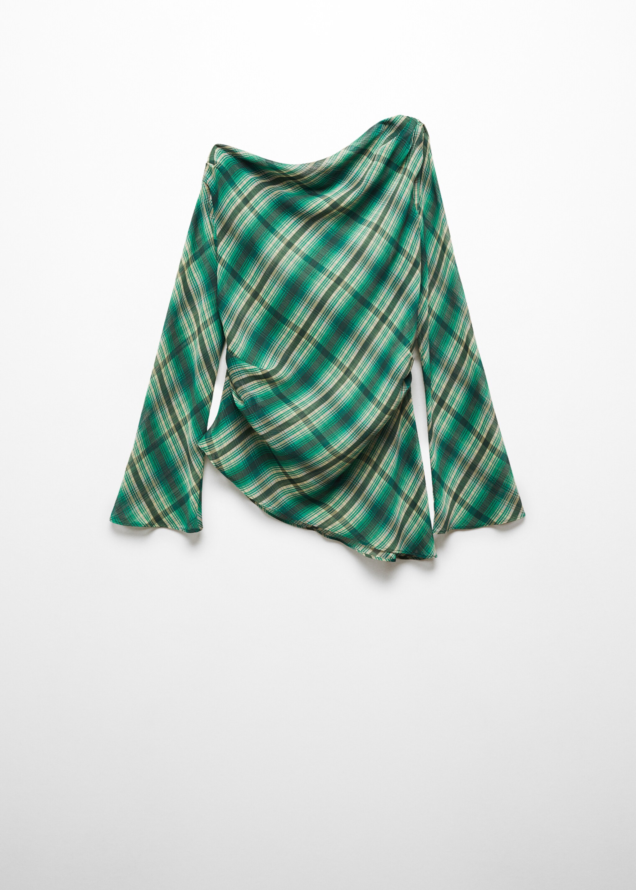 Blouse carreaux asymétrique - Article sans modèle, Vert. Ref: 67036346-00.