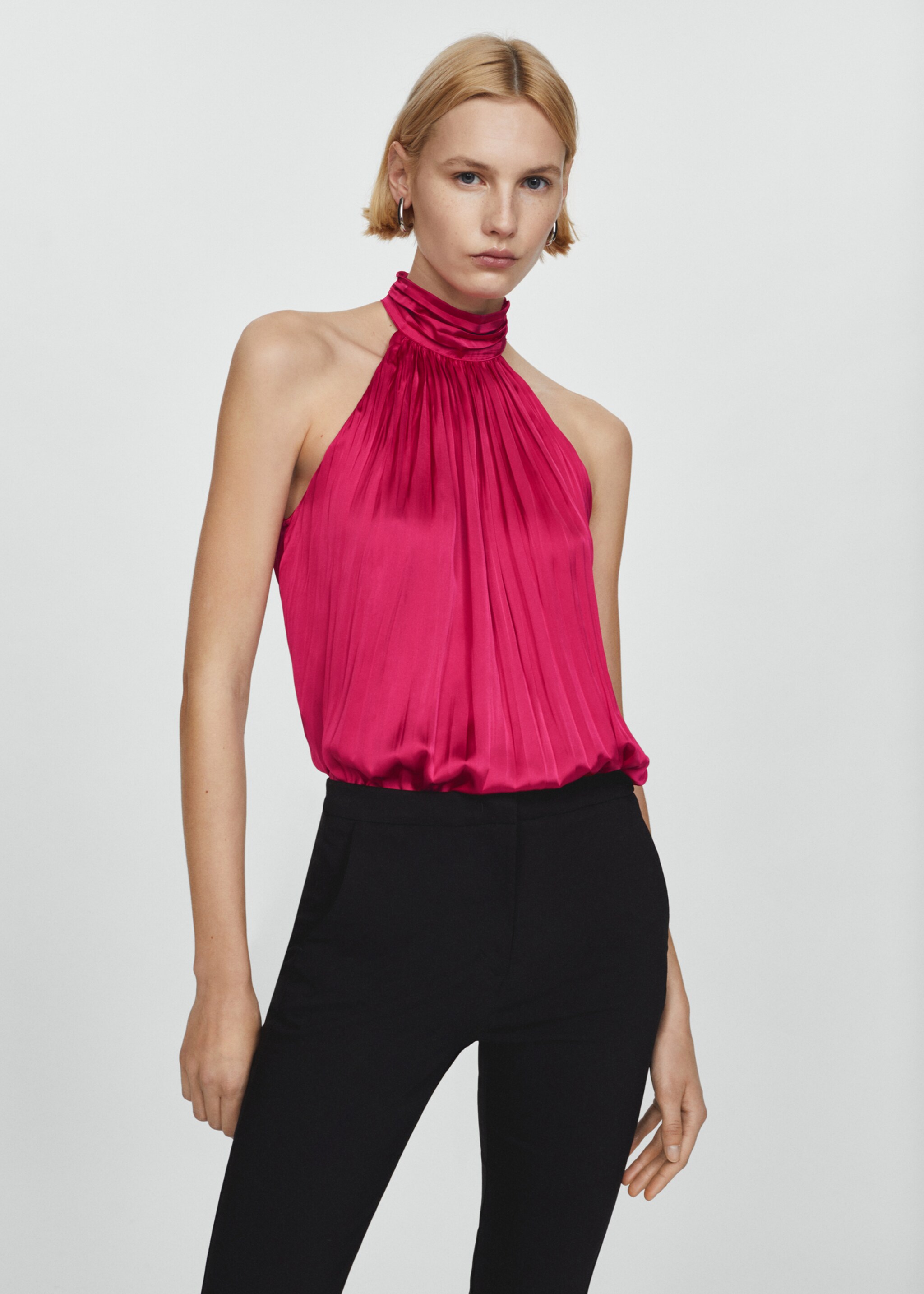 Turtleneck pleated blouse - Medium plane