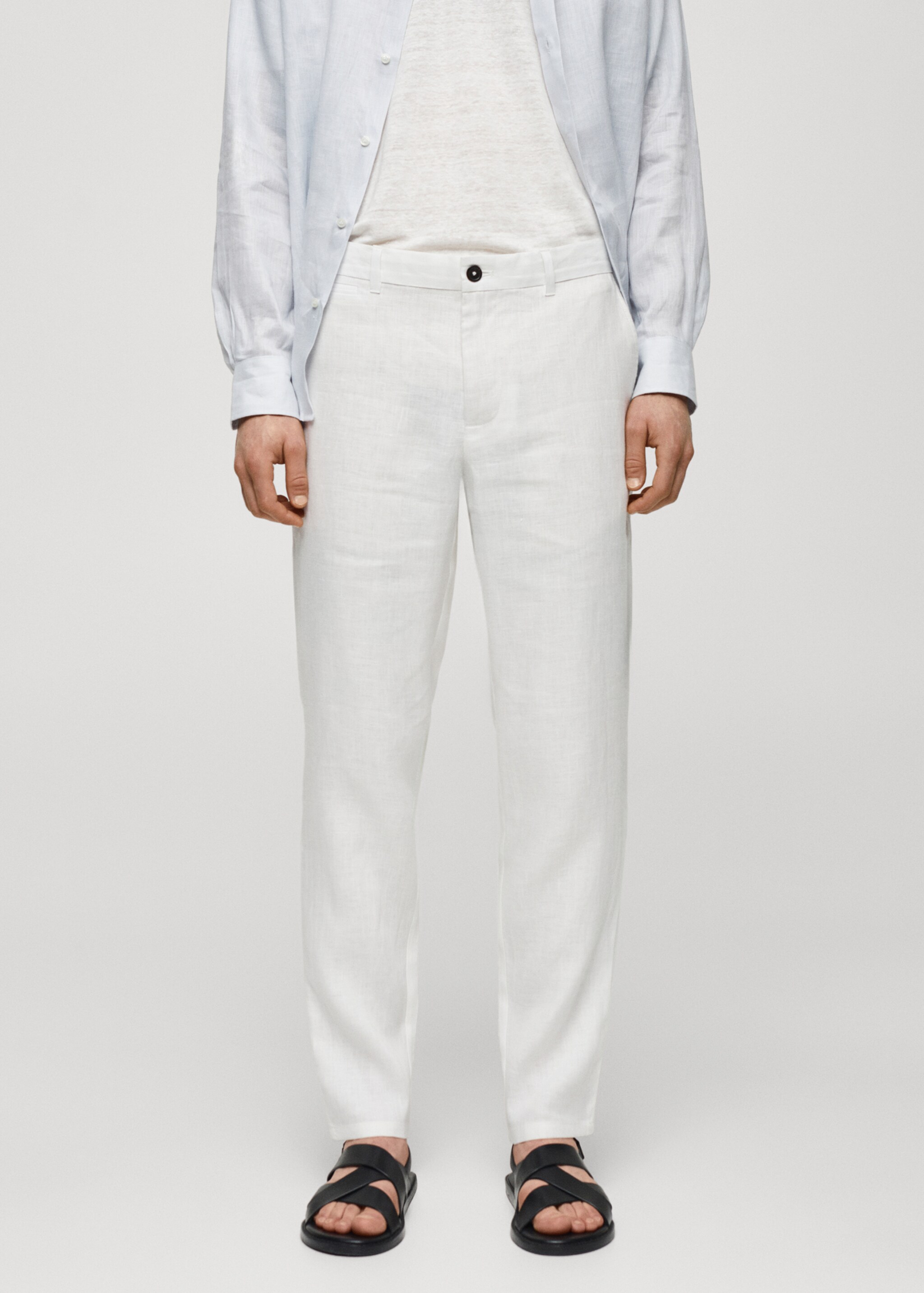 Slim-fit 100% linen trousers - Medium plane