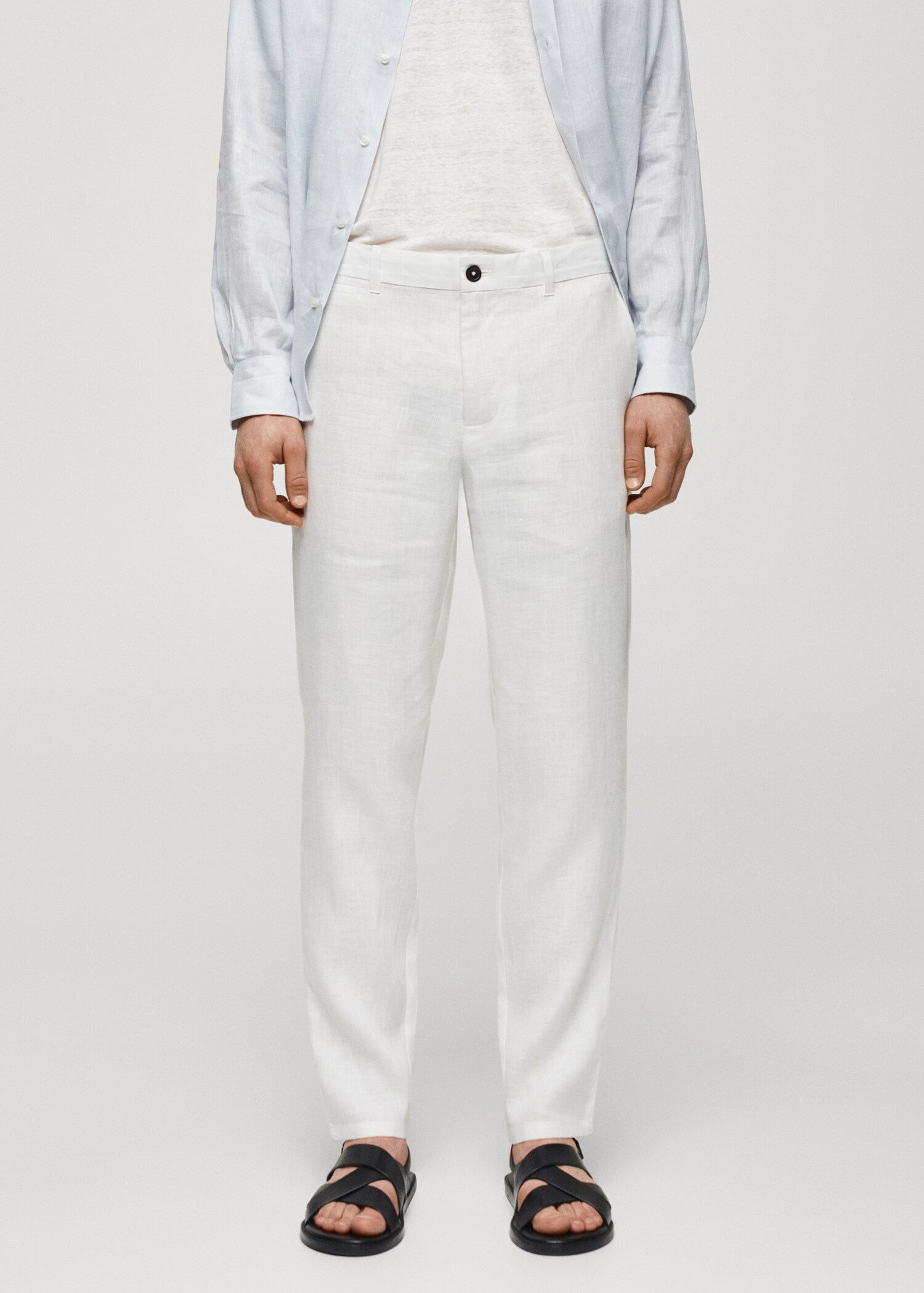 Slim-fit 100% linen trousers - Medium plane