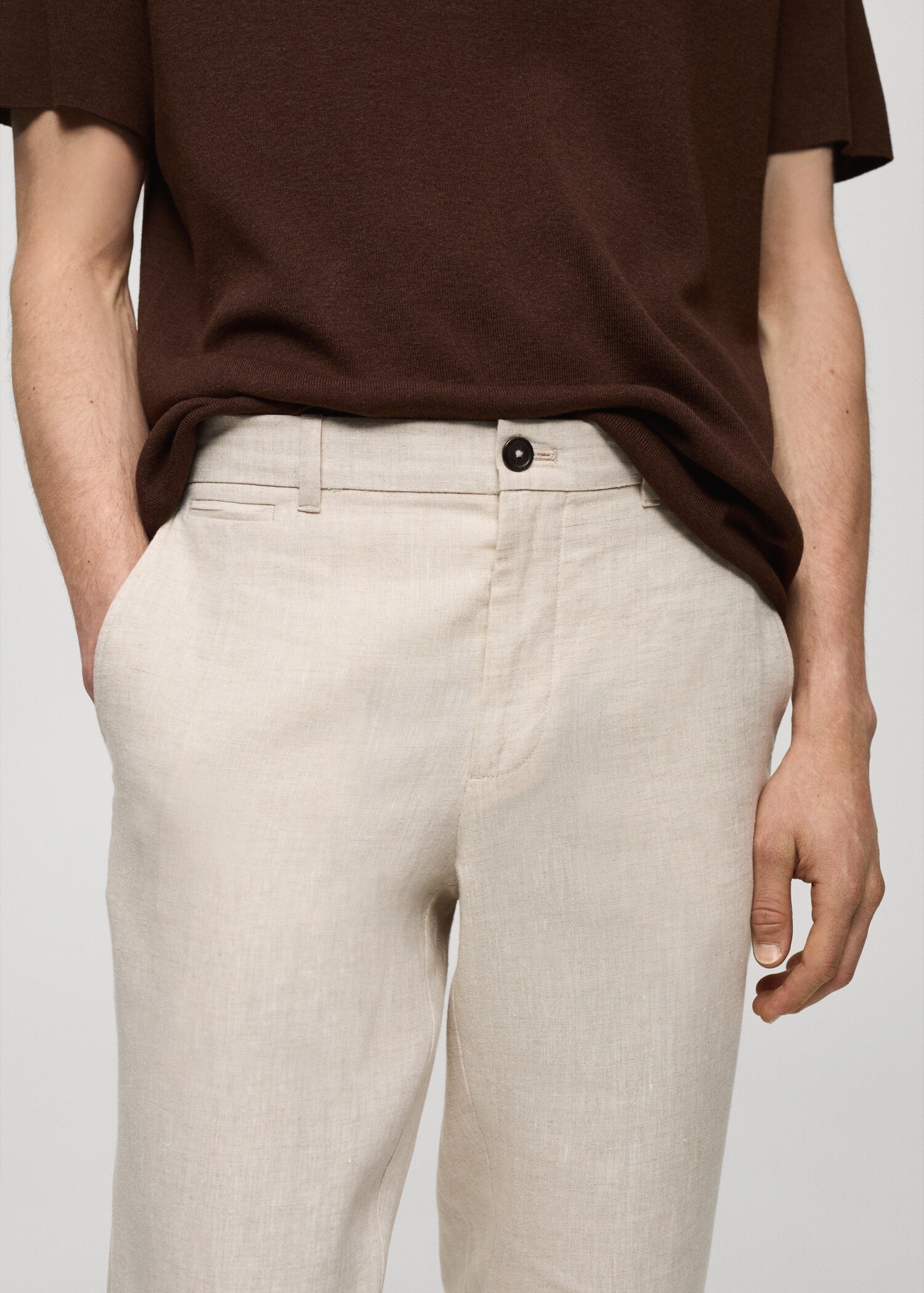 Slim Fit-Hose aus 100 % Leinen - Detail des Artikels 1